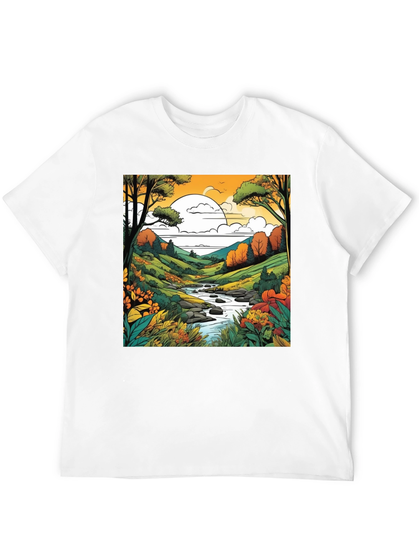 Nature River Black T-Shirt