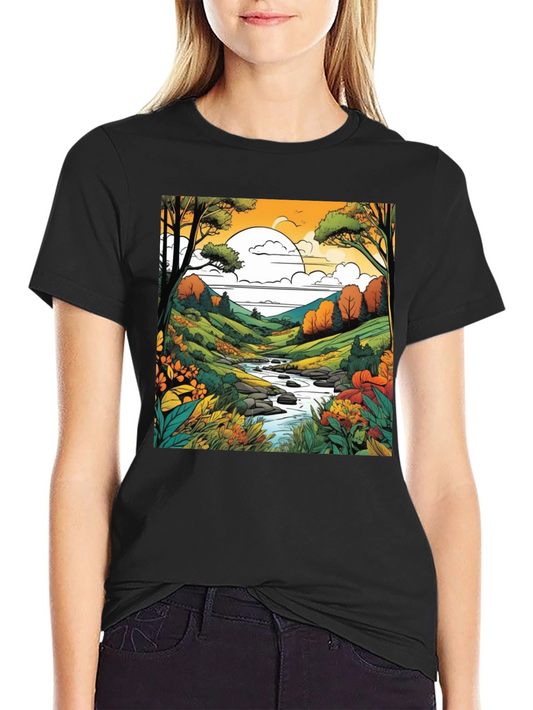 Nature River Black T-Shirt