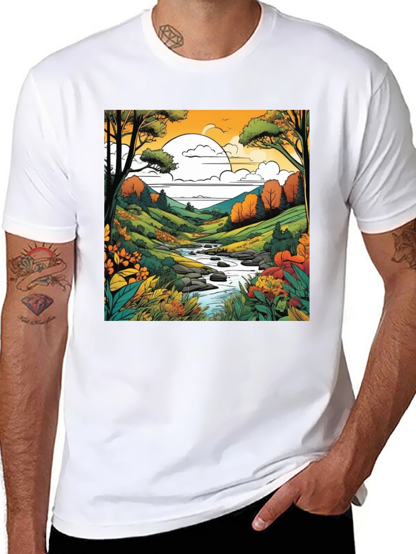 Nature River Black T-Shirt