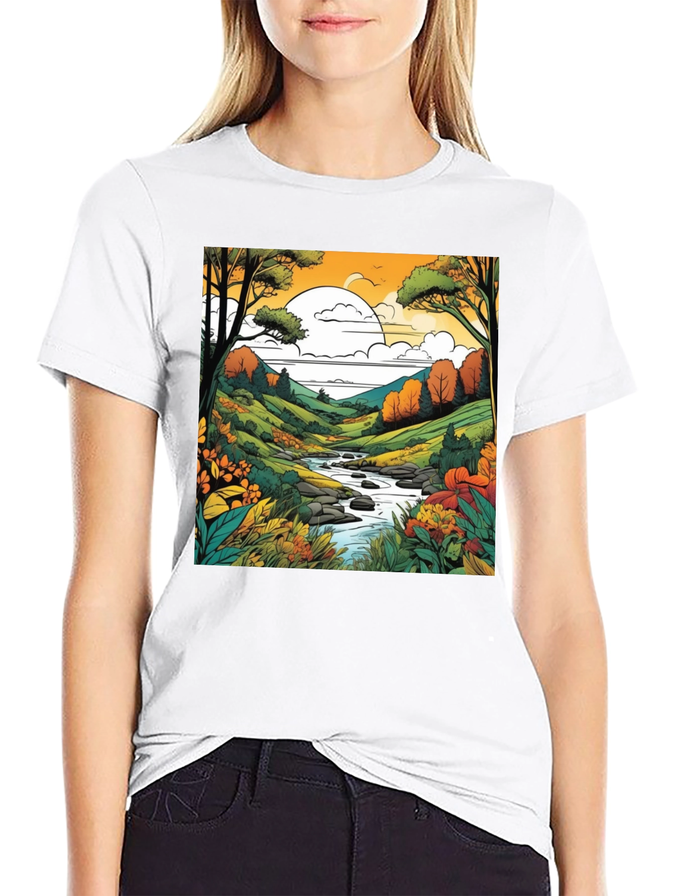 Nature River Black T-Shirt