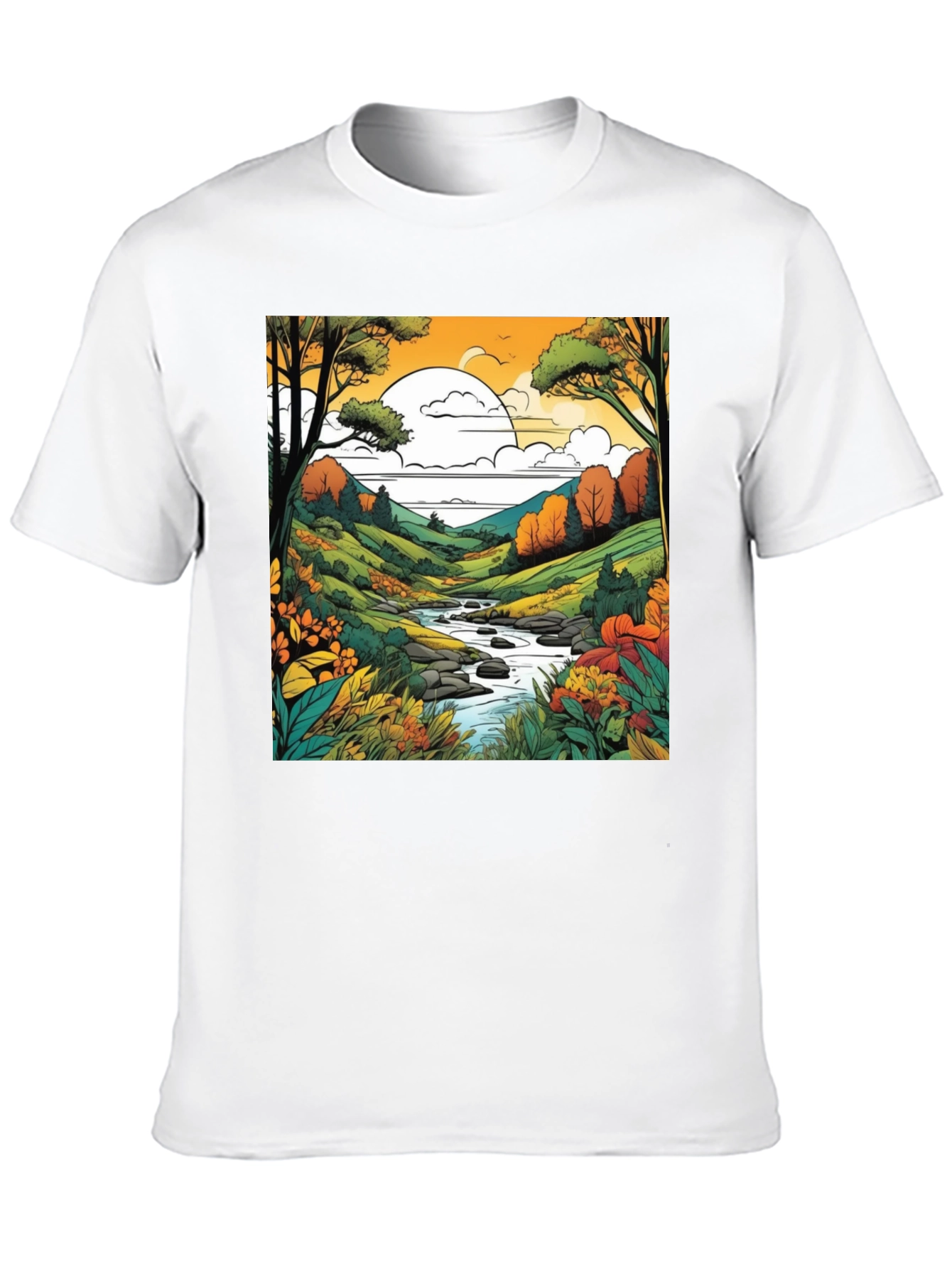 Nature River Black T-Shirt