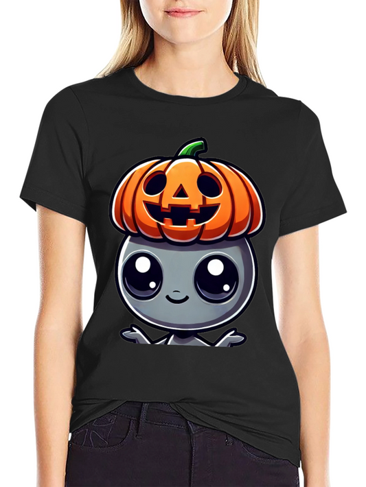 Halloween Alien Pumpkin Head Graphic Tee