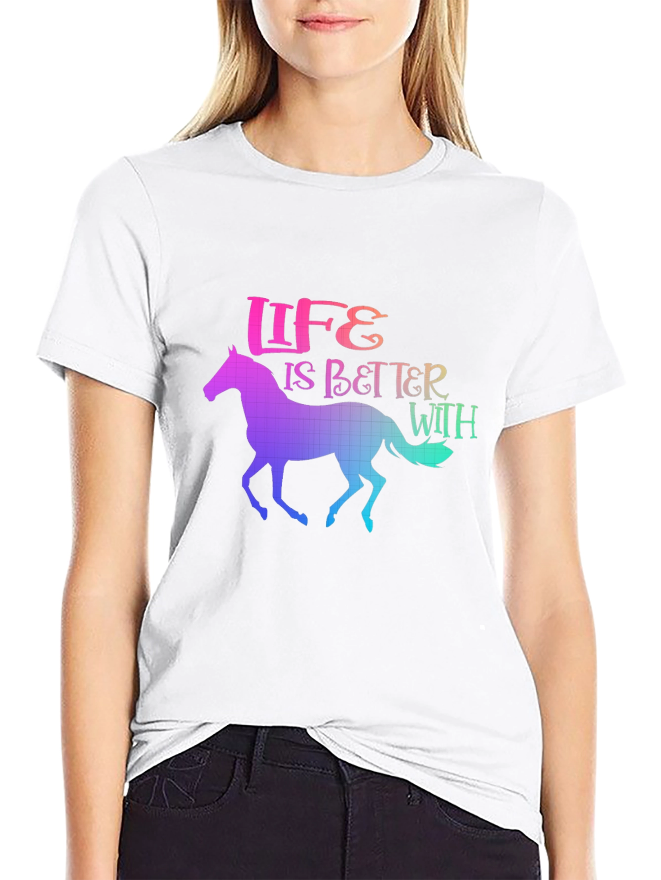 Life is Better With Horses Rainbow T-Shirt