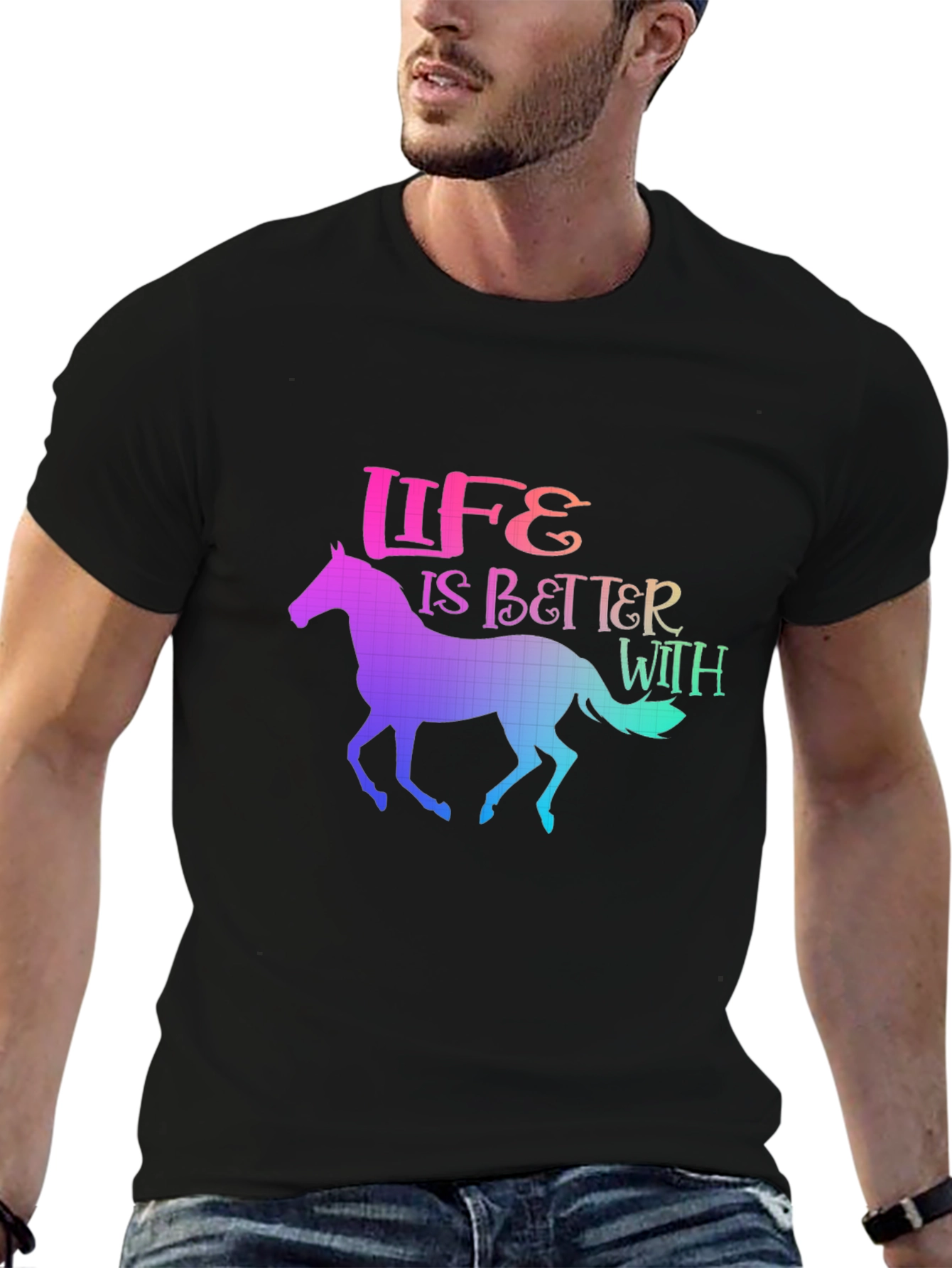Life is Better With Horses Rainbow T-Shirt