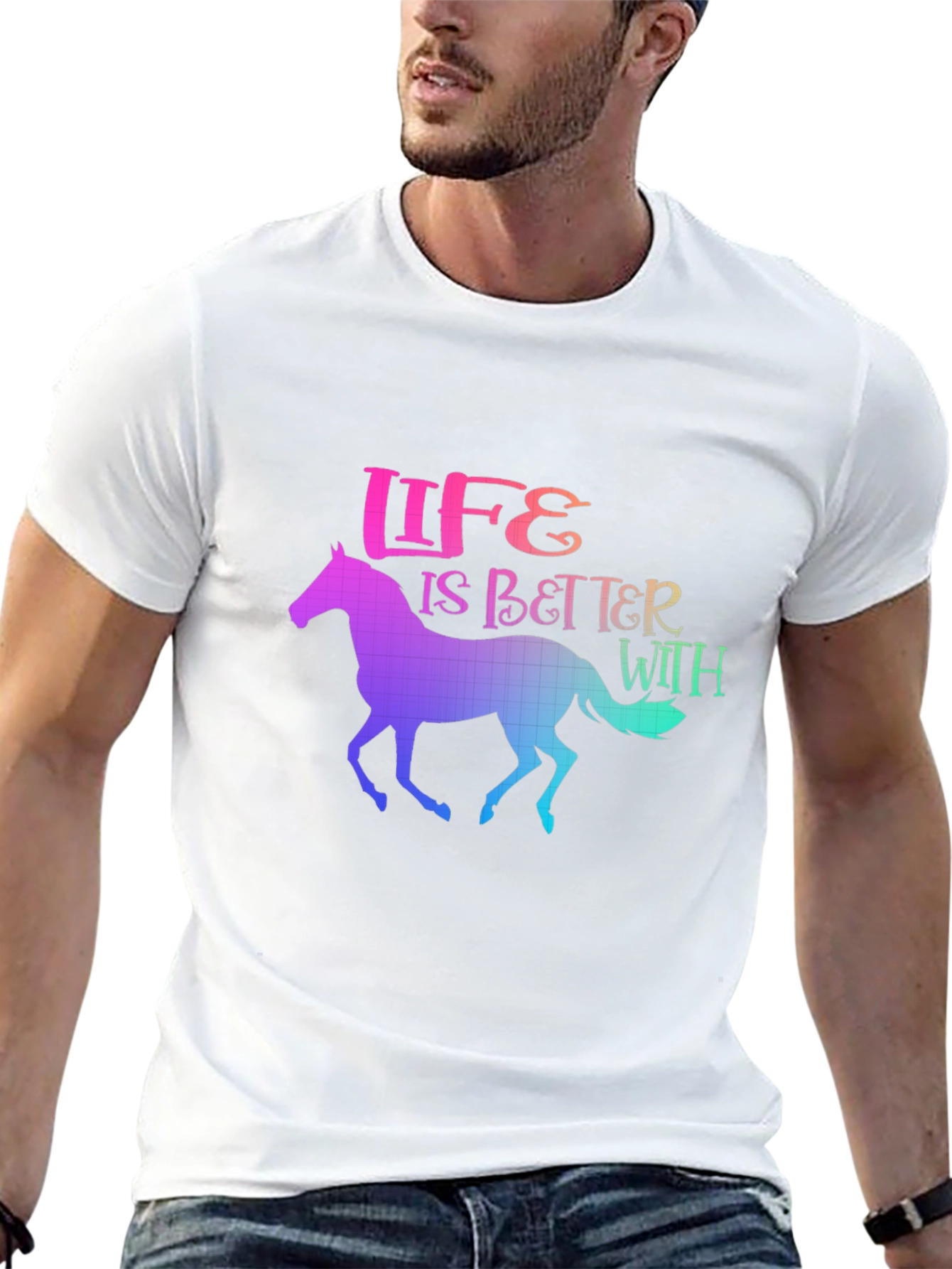 Life is Better With Horses Rainbow T-Shirt