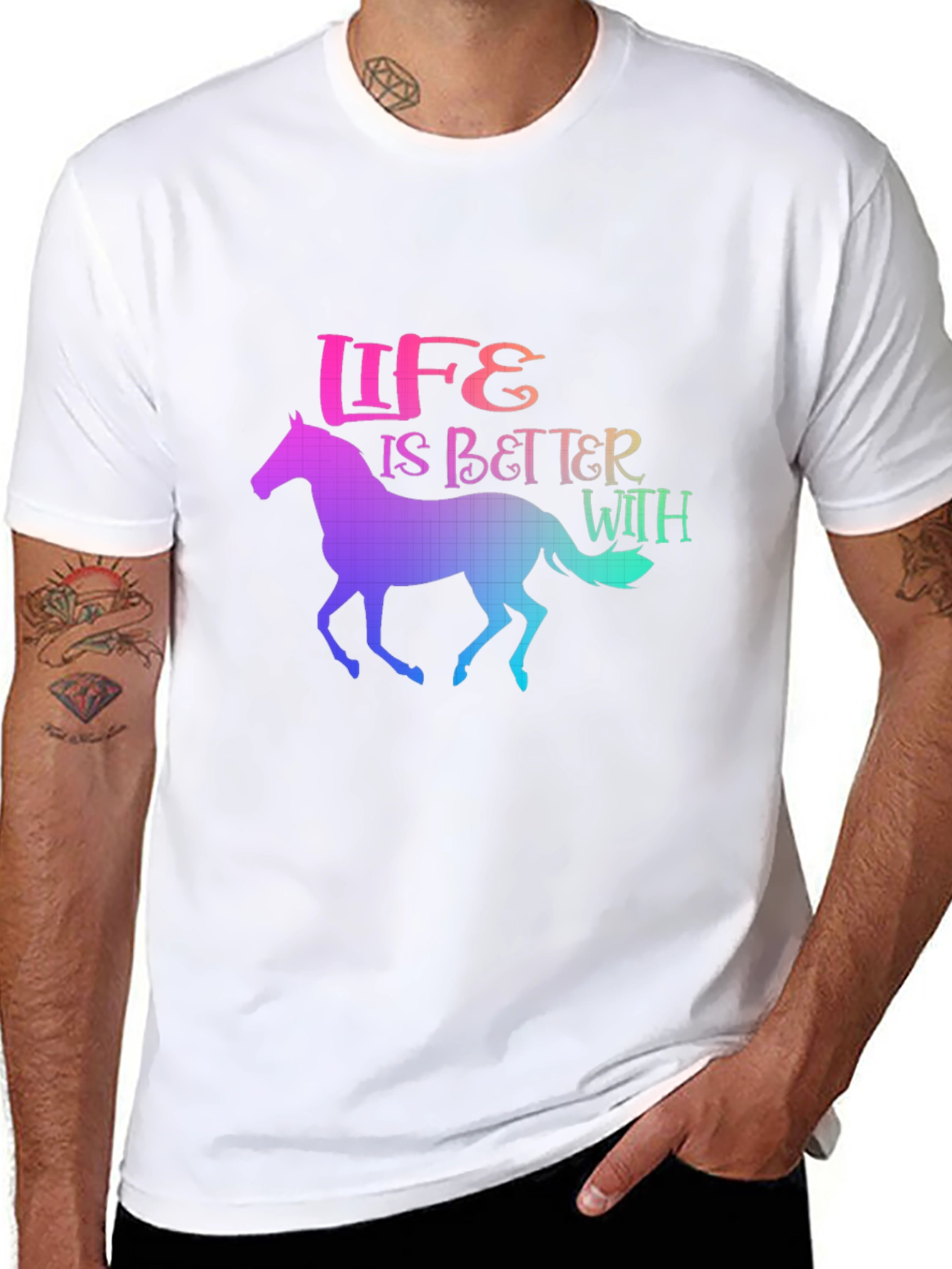 Life is Better With Horses Rainbow T-Shirt