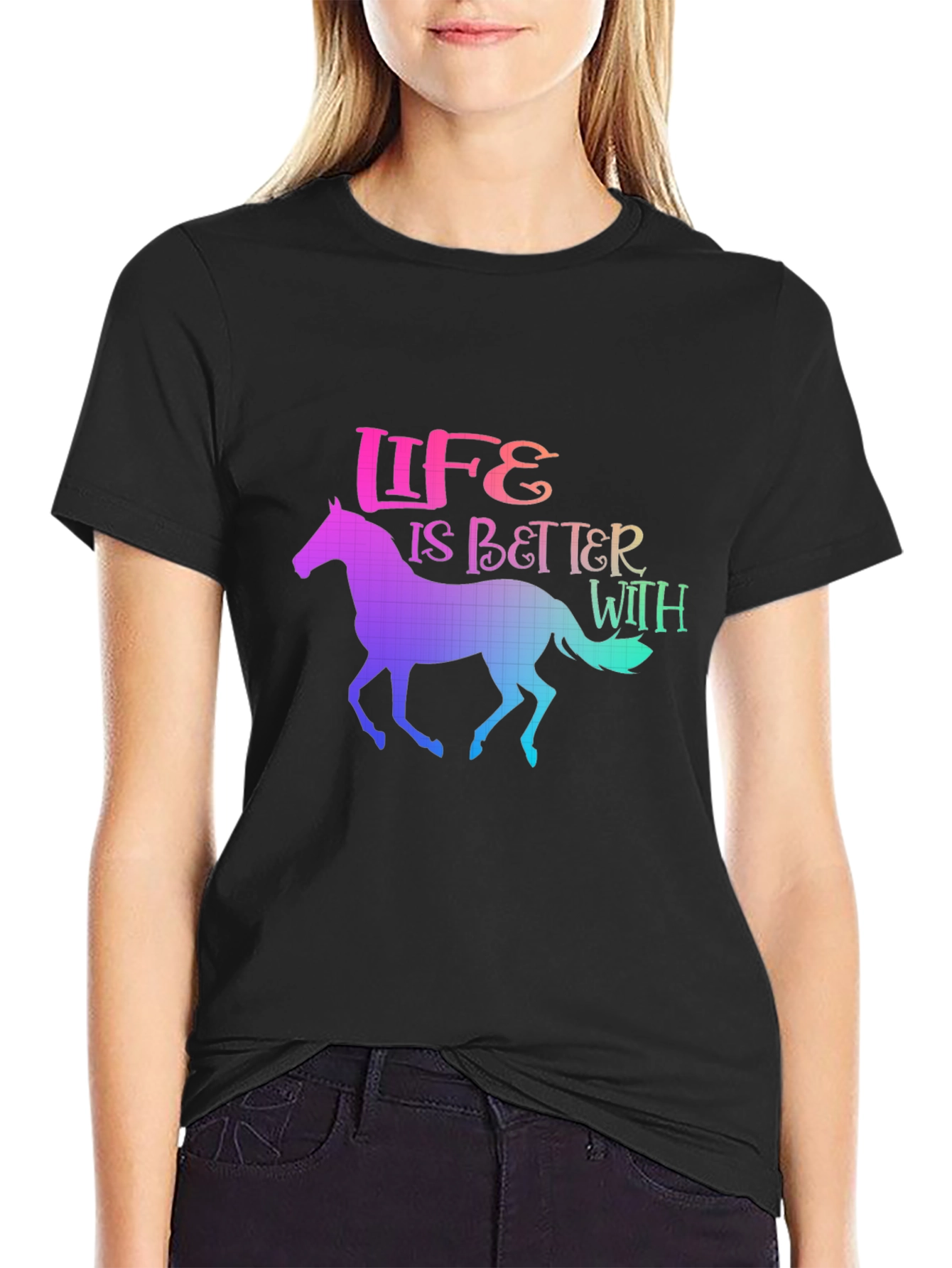 Life is Better With Horses Rainbow T-Shirt
