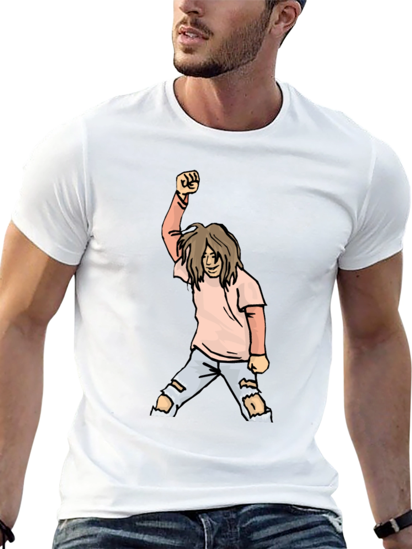 Graphic Tee - Cartoon Punk Rocker Fist