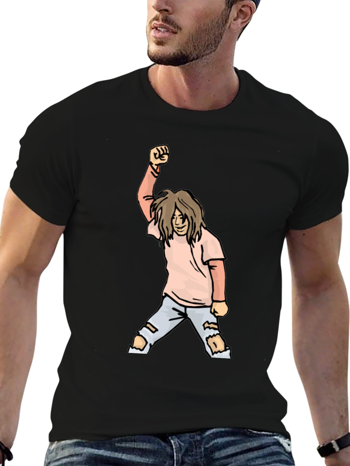 Graphic Tee - Cartoon Punk Rocker Fist
