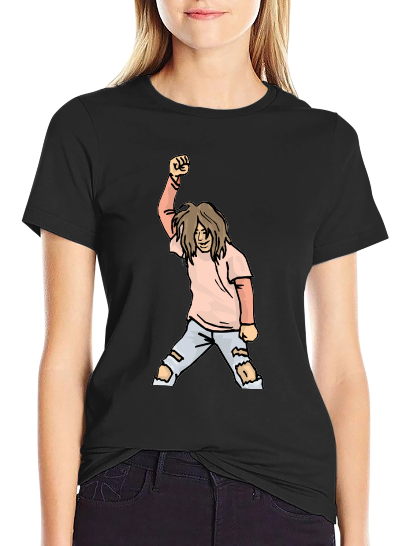 Graphic Tee - Cartoon Punk Rocker Fist
