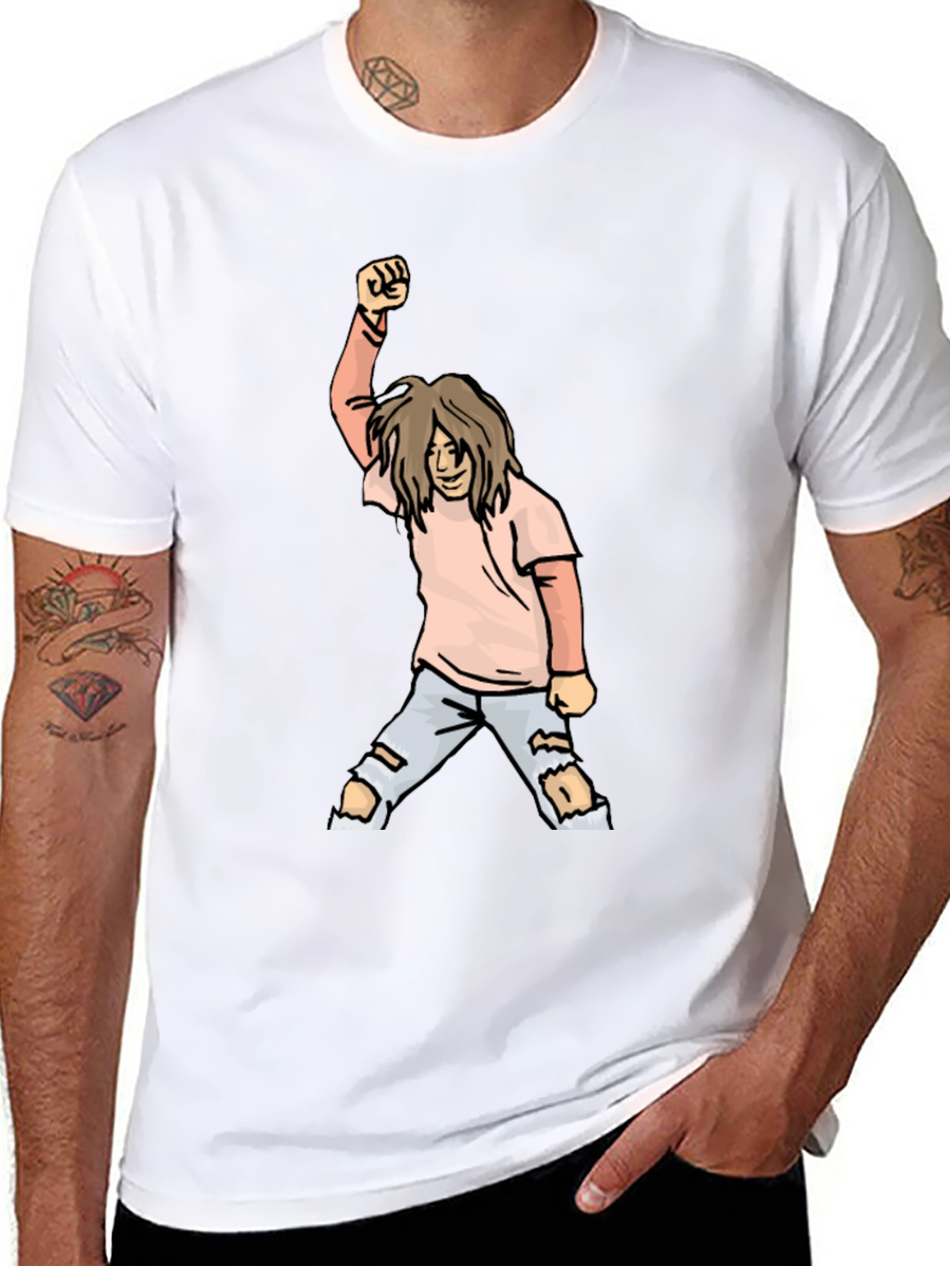 Graphic Tee - Cartoon Punk Rocker Fist