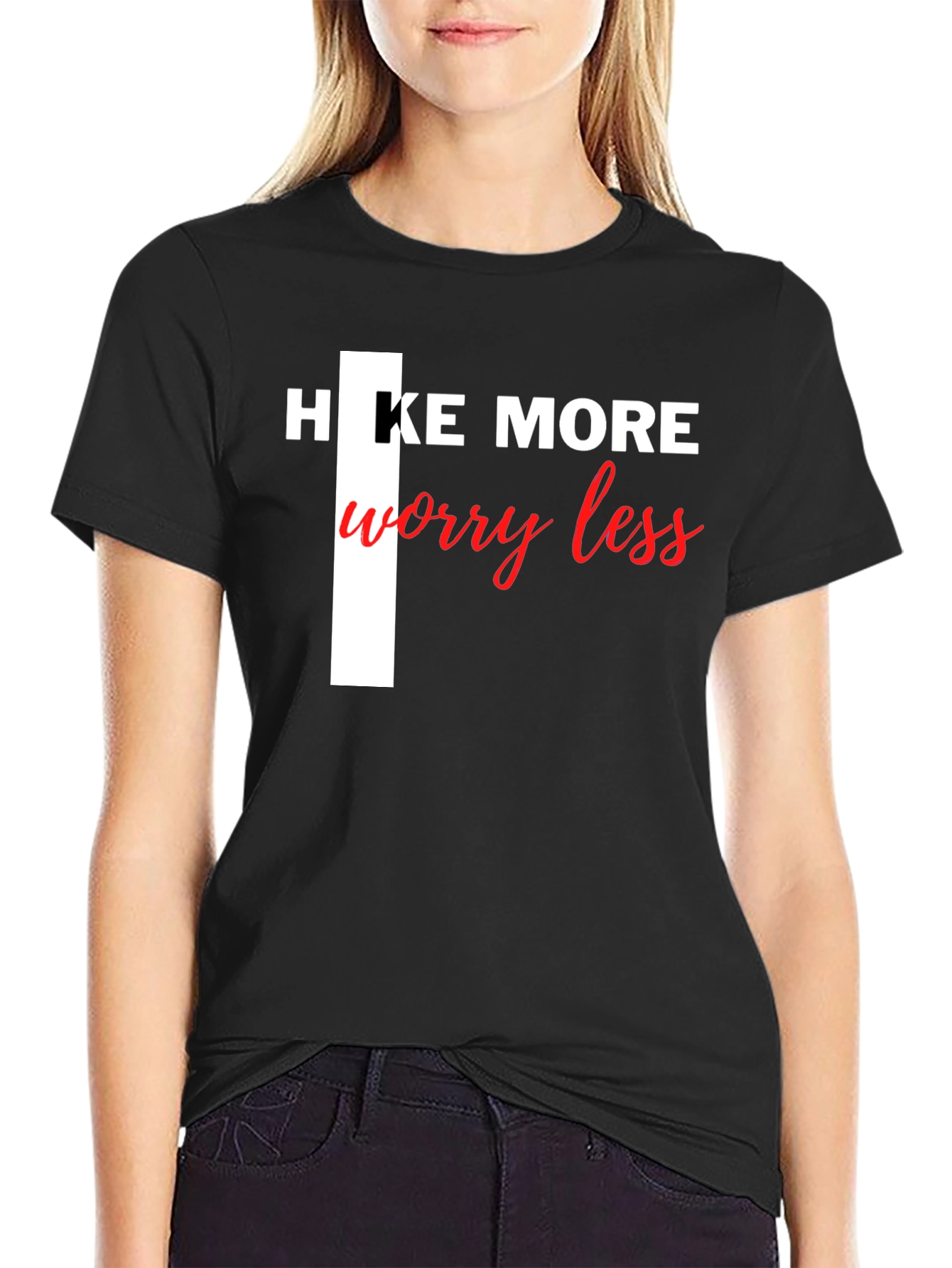 Hike More Worry Less Black Tee