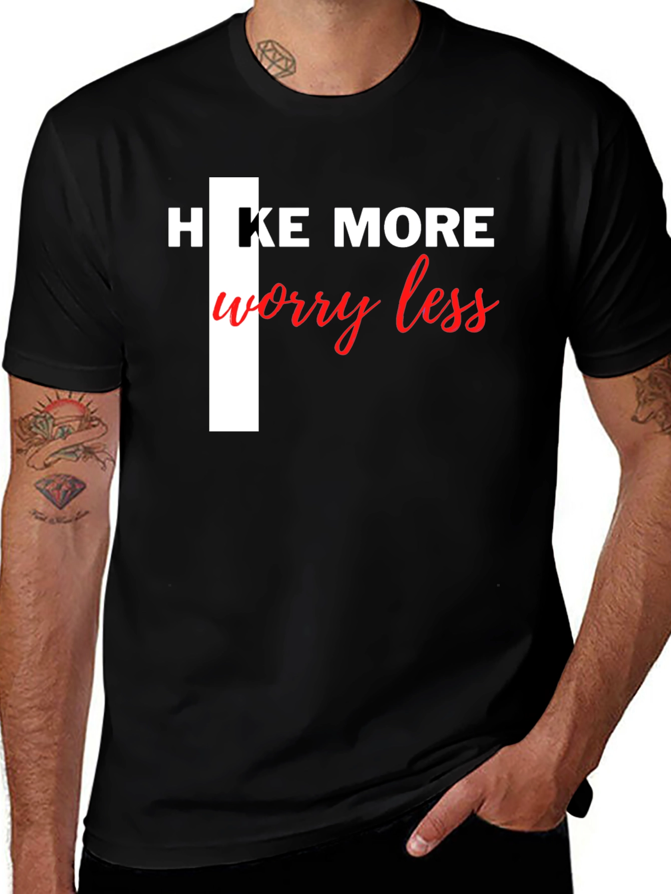 Hike More Worry Less Black Tee