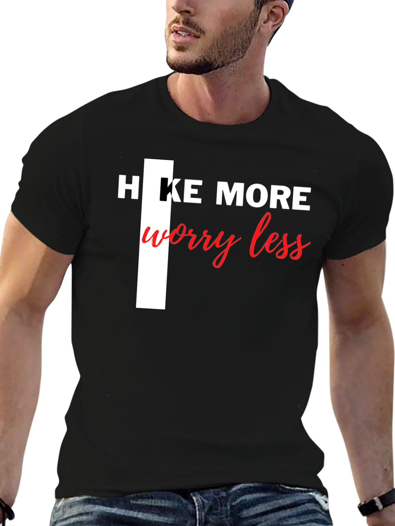 Hike More Worry Less Black Tee