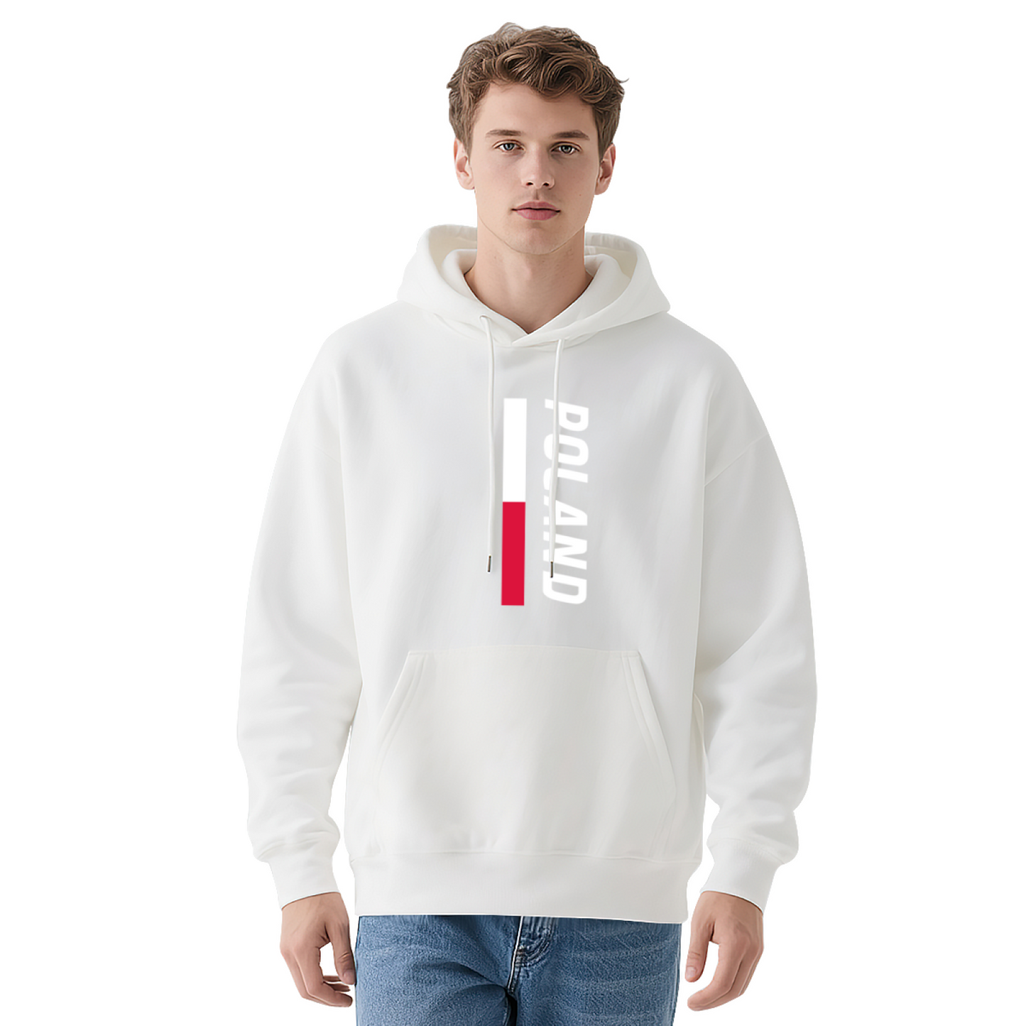 Vertical Poland Flag Patriotic Navy Hoodie