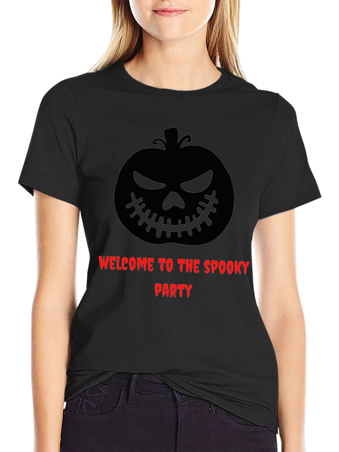 Spooky Party Graphic Tee - Halloween Pumpkin Design