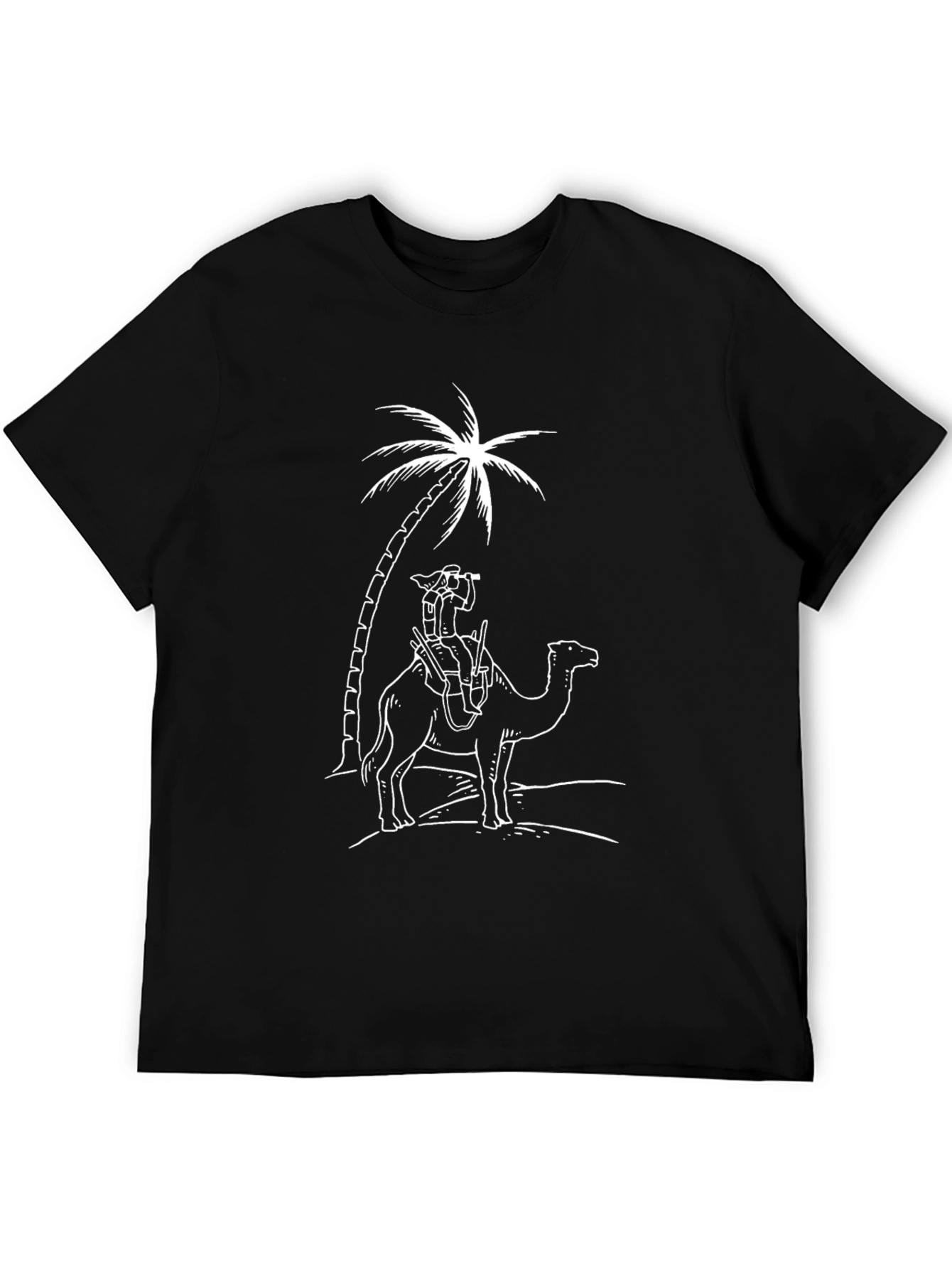 Camel Rider Graphic Tee - Black Cotton T-Shirt