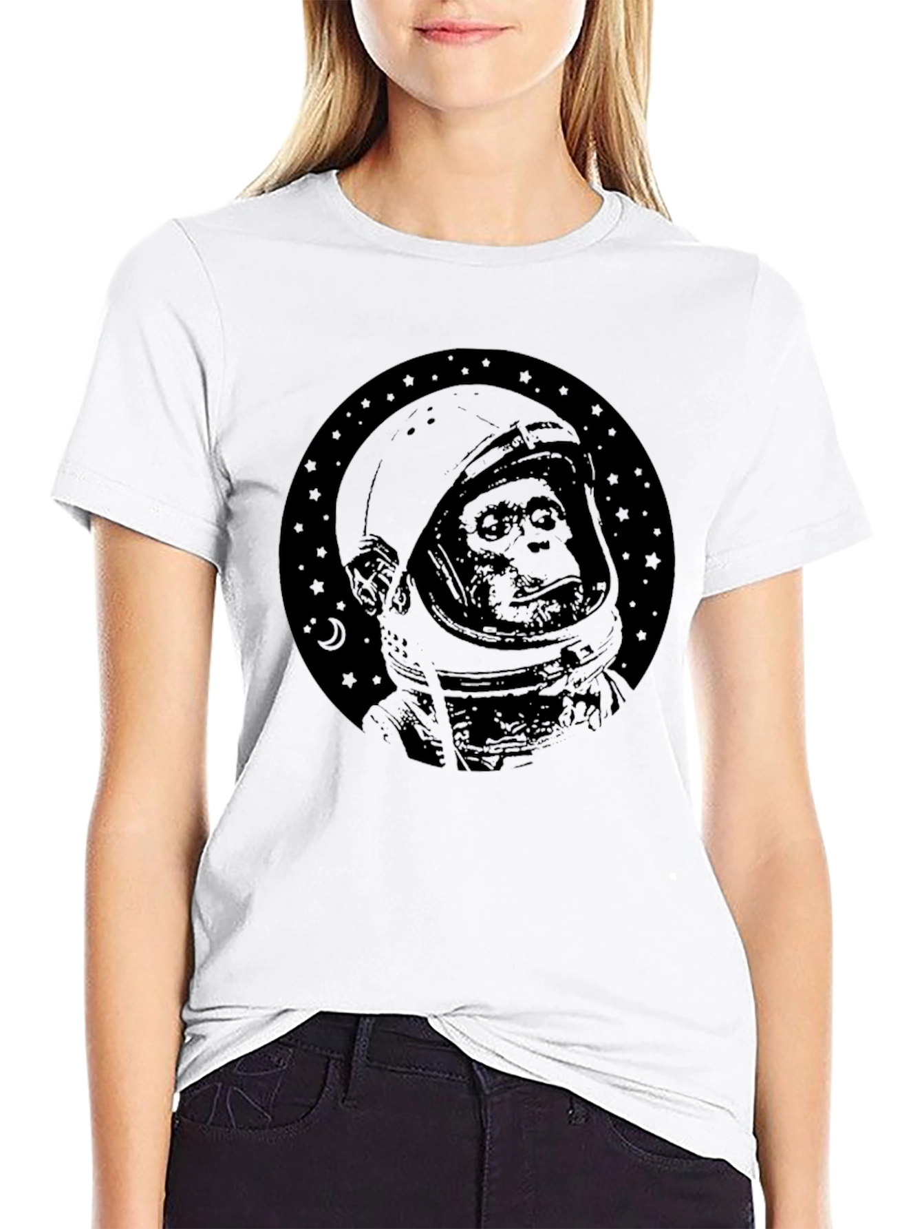 Chimpanzee Astronaut Graphic T-Shirt - Unisex Black Tee