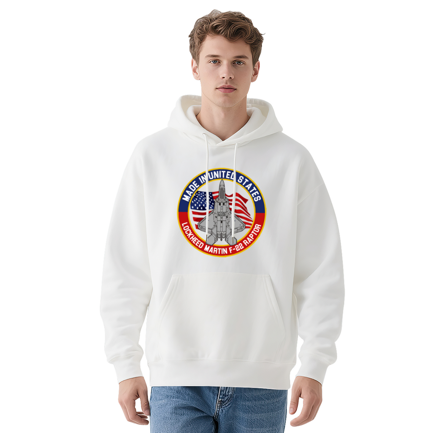 Made In USA F-22 Raptor Fighter Jet Unisex Hoodie, Warm Comfort Aviation Pullover