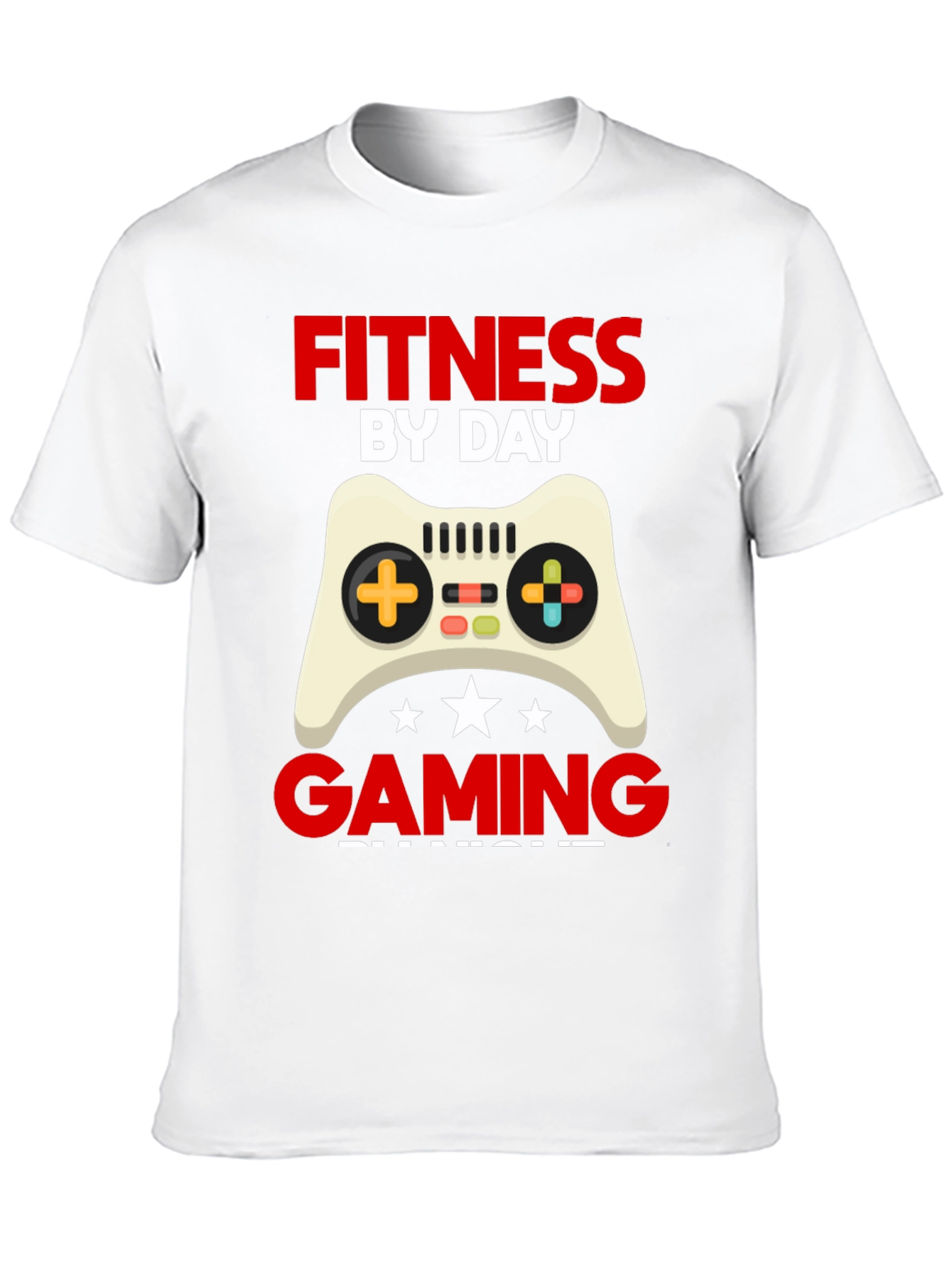 Fitness By Day Gaming By Night Black Graphic Tee