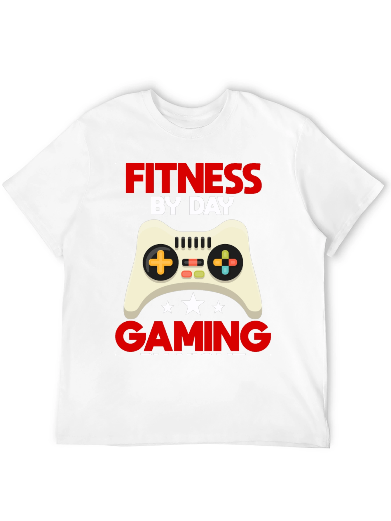 Fitness By Day Gaming By Night Black Graphic Tee