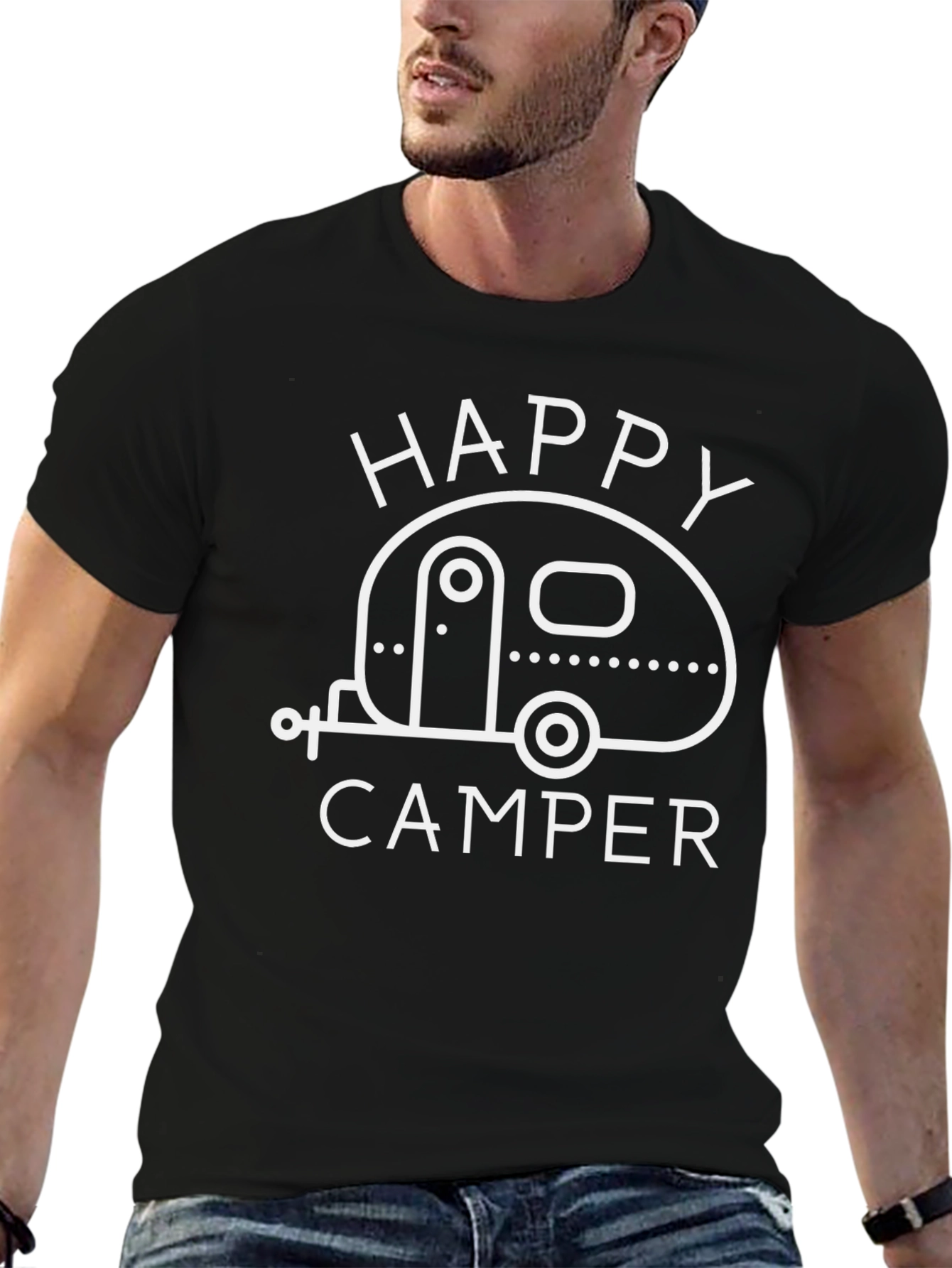 Happy Camper Graphic Tee - Black Camping T-Shirt