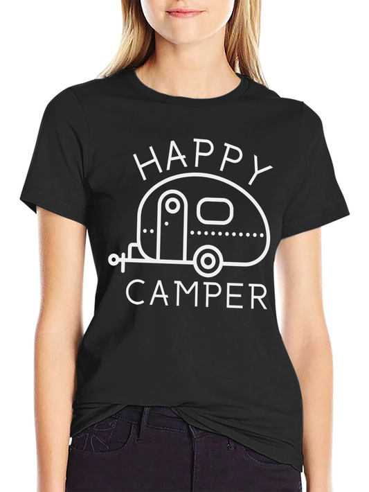Happy Camper Graphic Tee - Black Camping T-Shirt