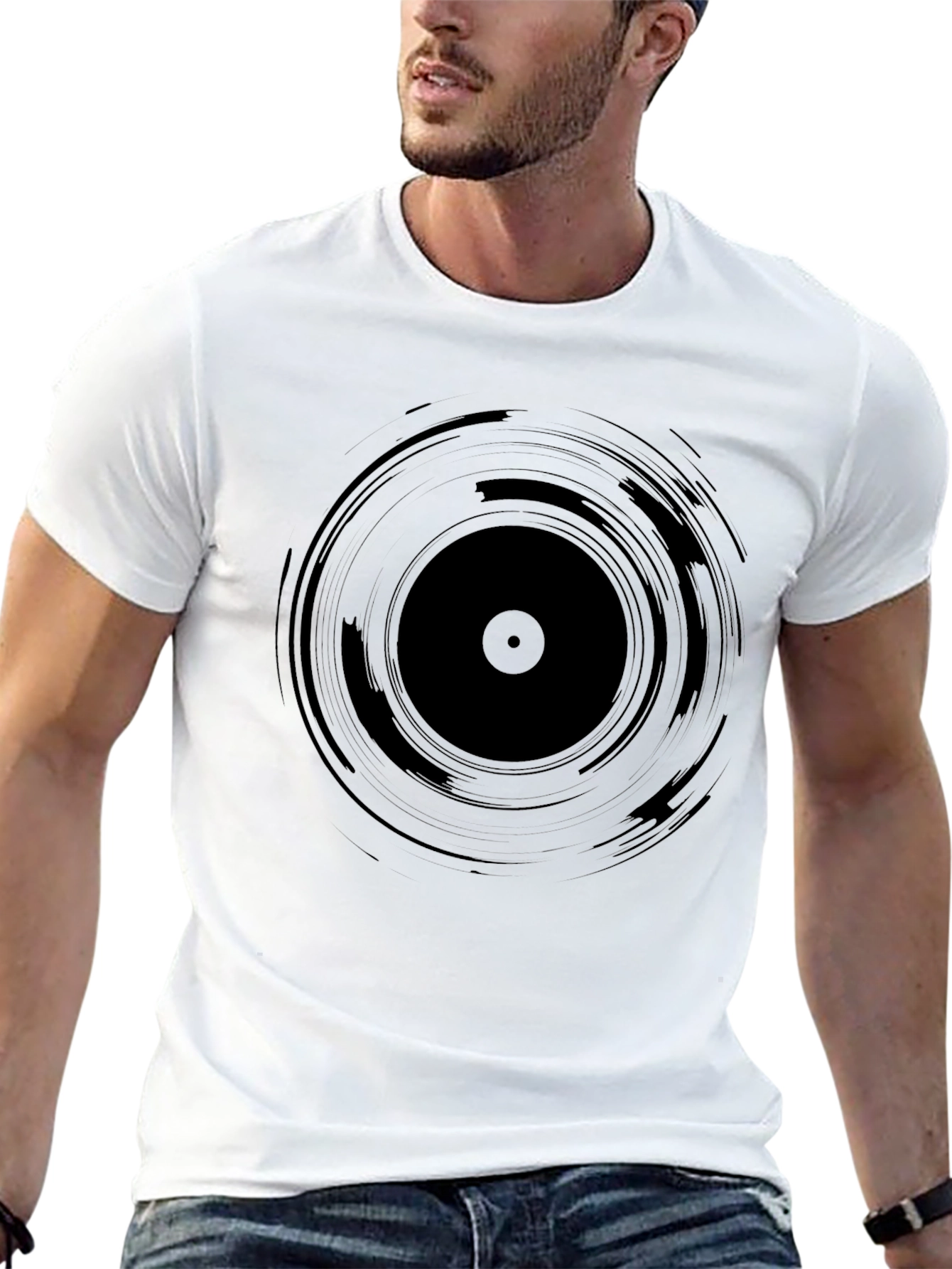 Vinyl Record Graphic Tee - Black