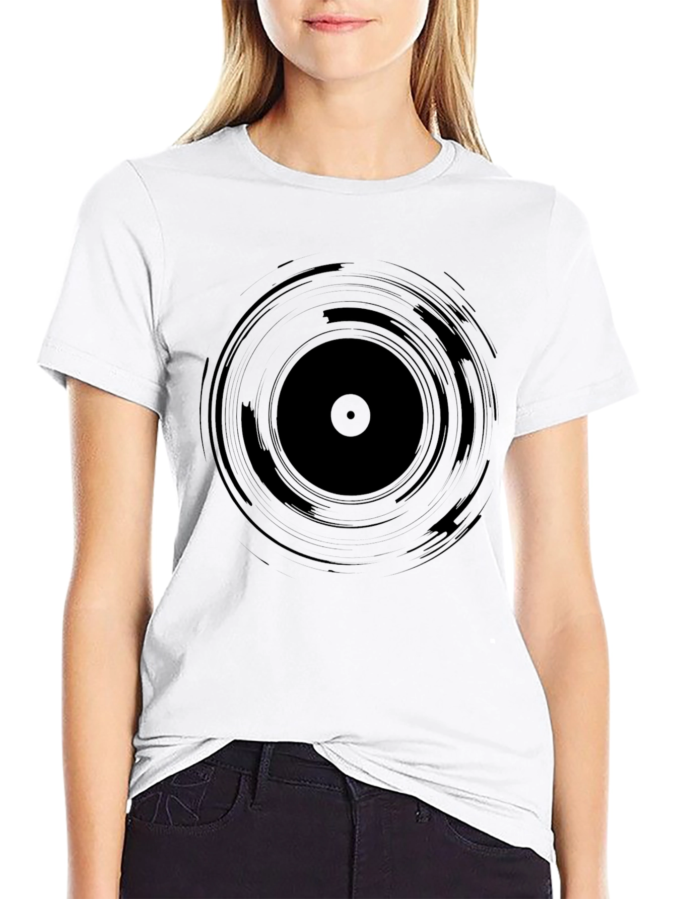 Vinyl Record Graphic Tee - Black