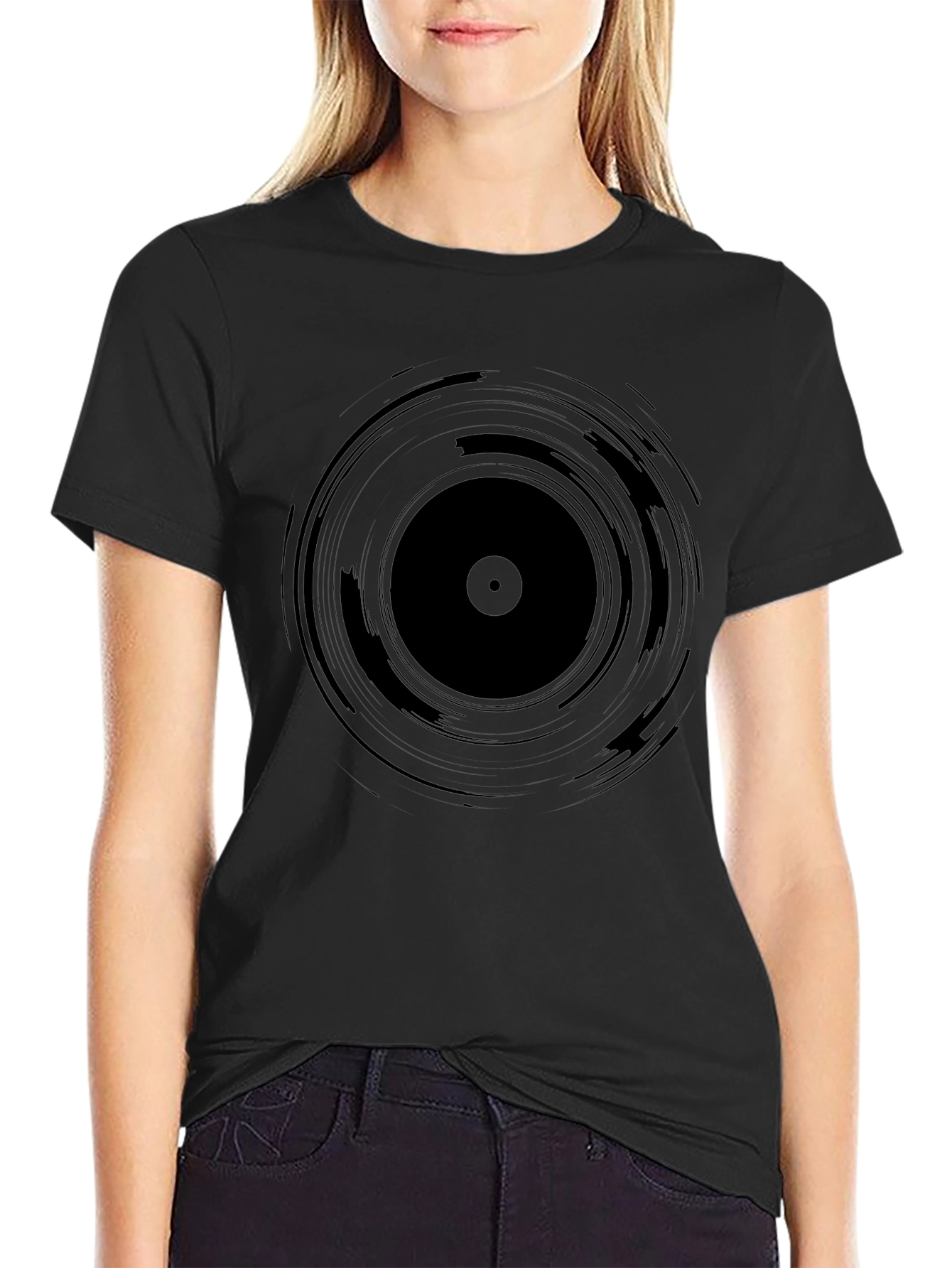 Vinyl Record Graphic Tee - Black