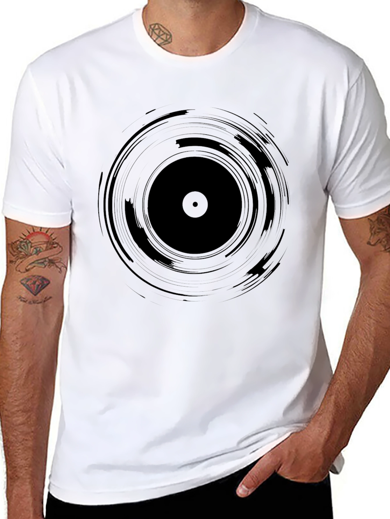 Vinyl Record Graphic Tee - Black