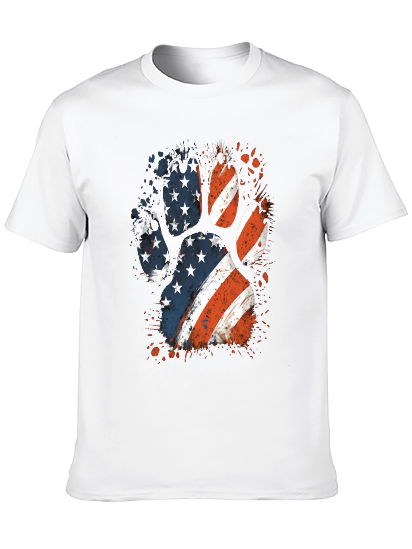 Patriotic Dog Paw Print Graphic Tee