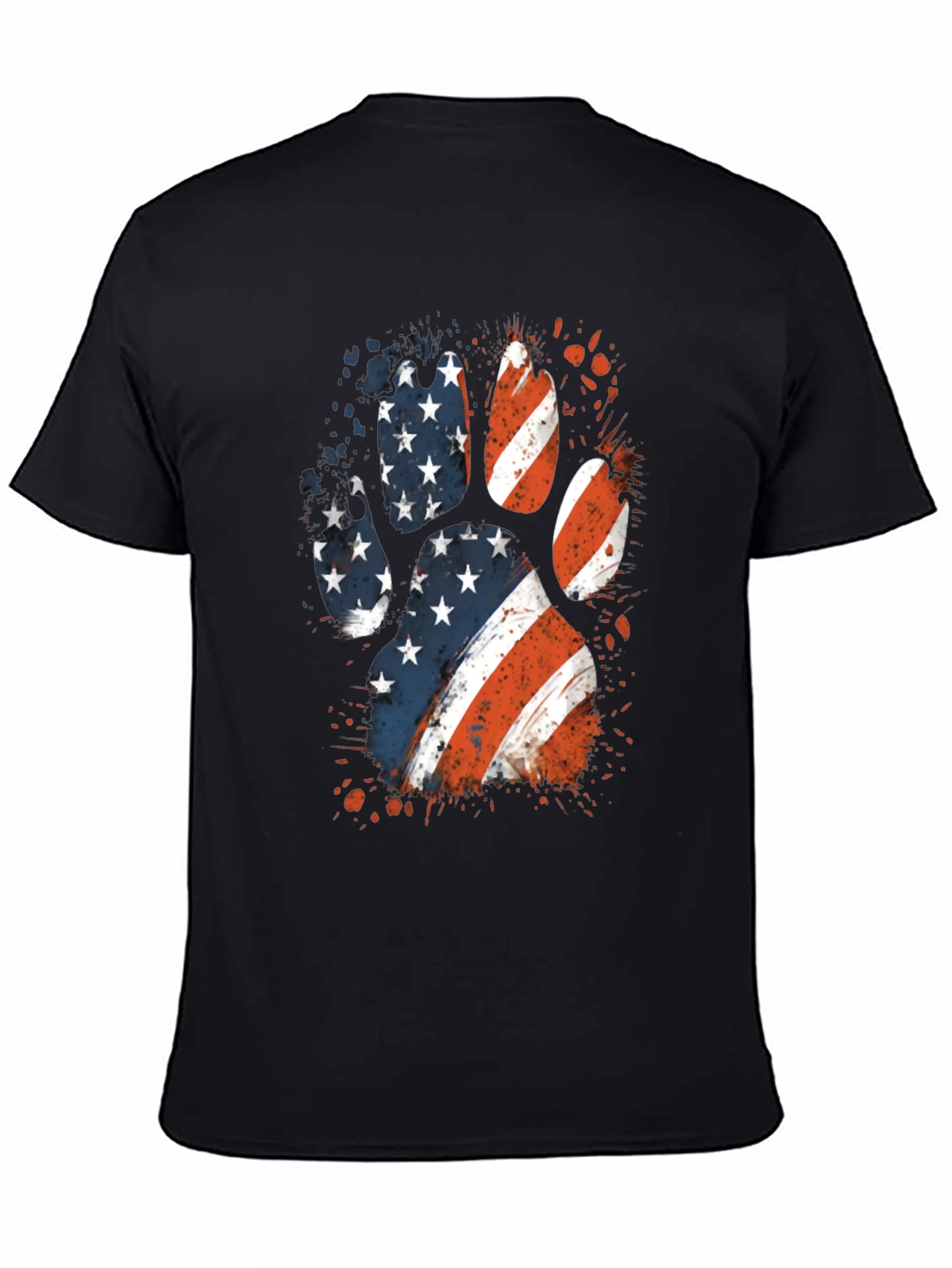 Patriotic Dog Paw Print Graphic Tee