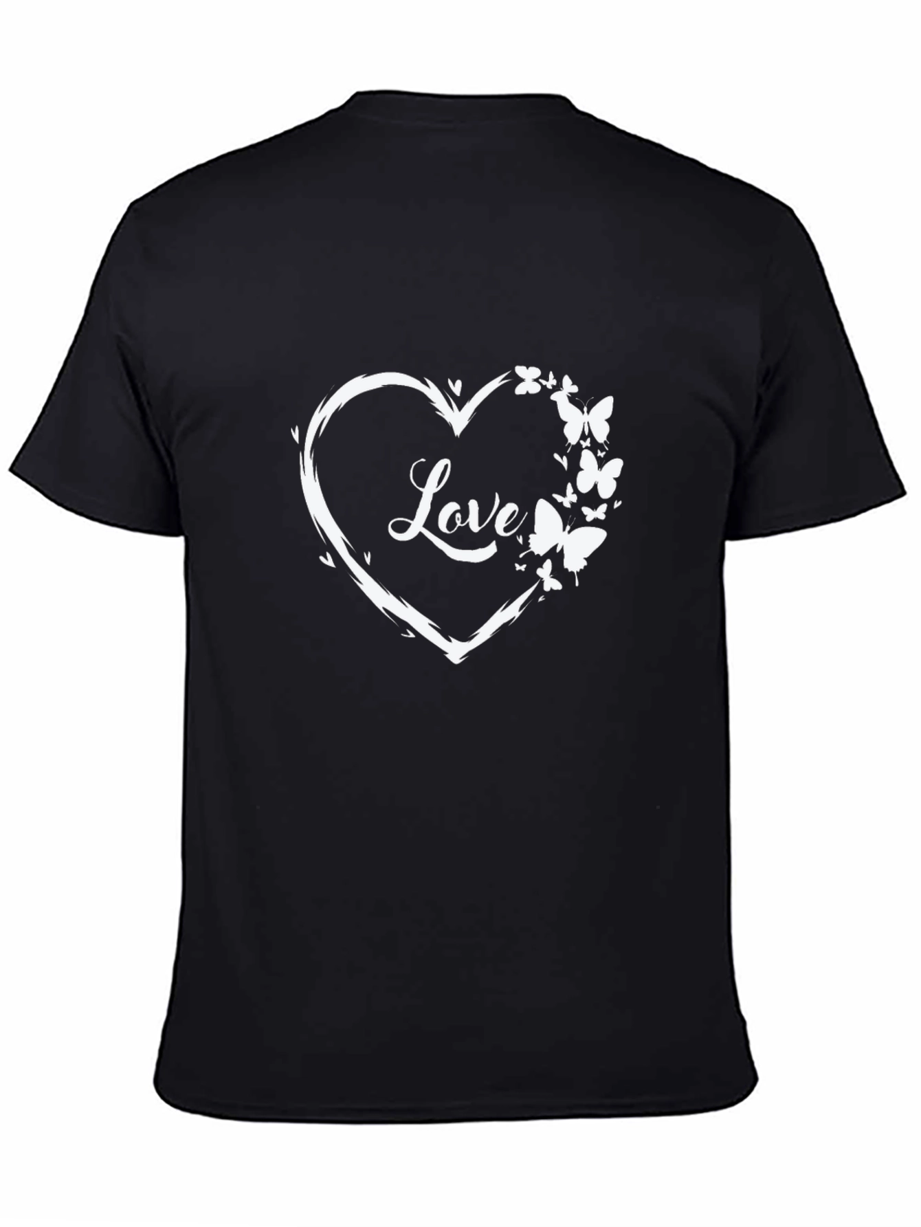 Love Heart Butterfly Graphic Tee - Black