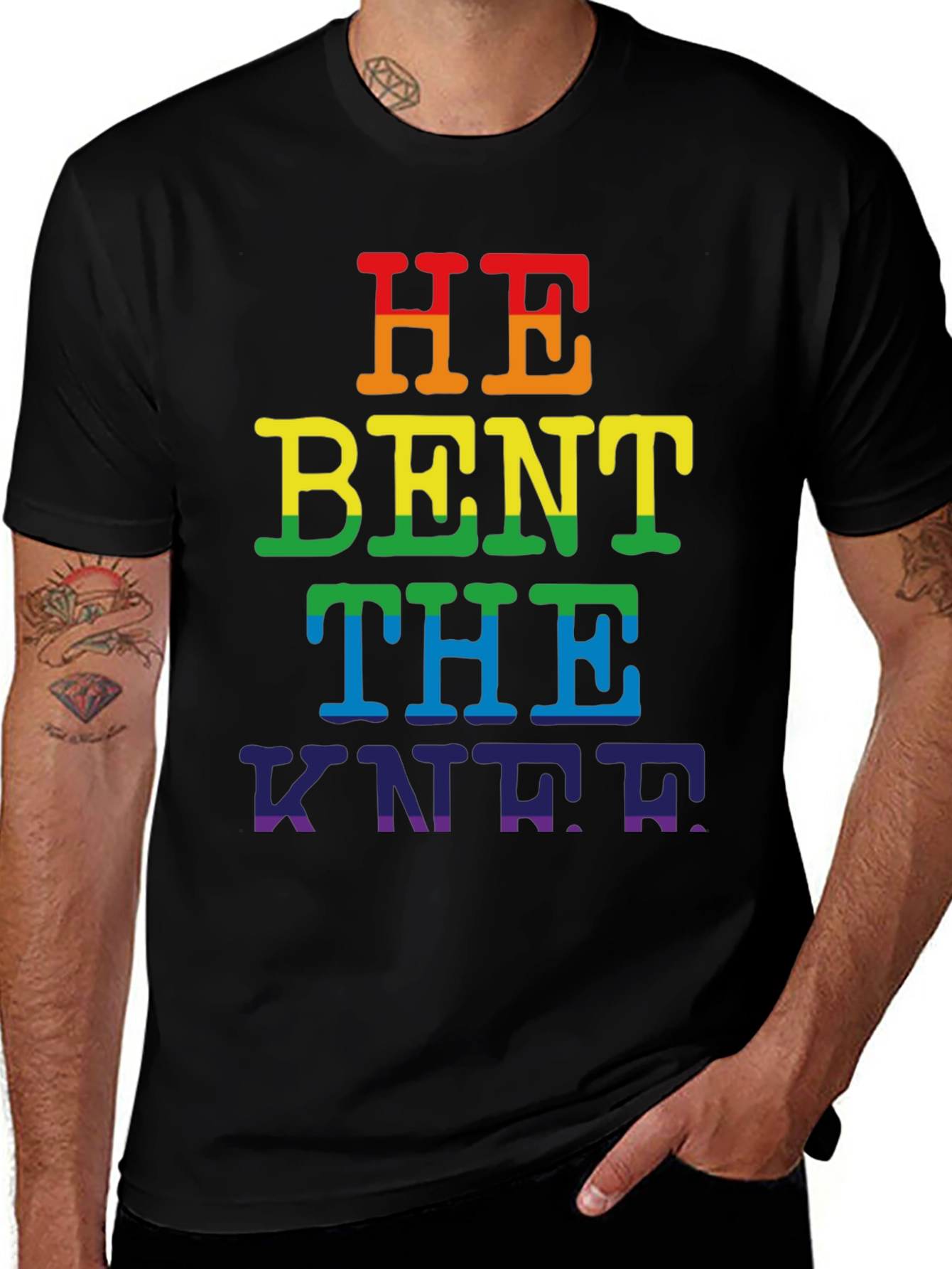 Rainbow He Bent the Knee Pride T-Shirt