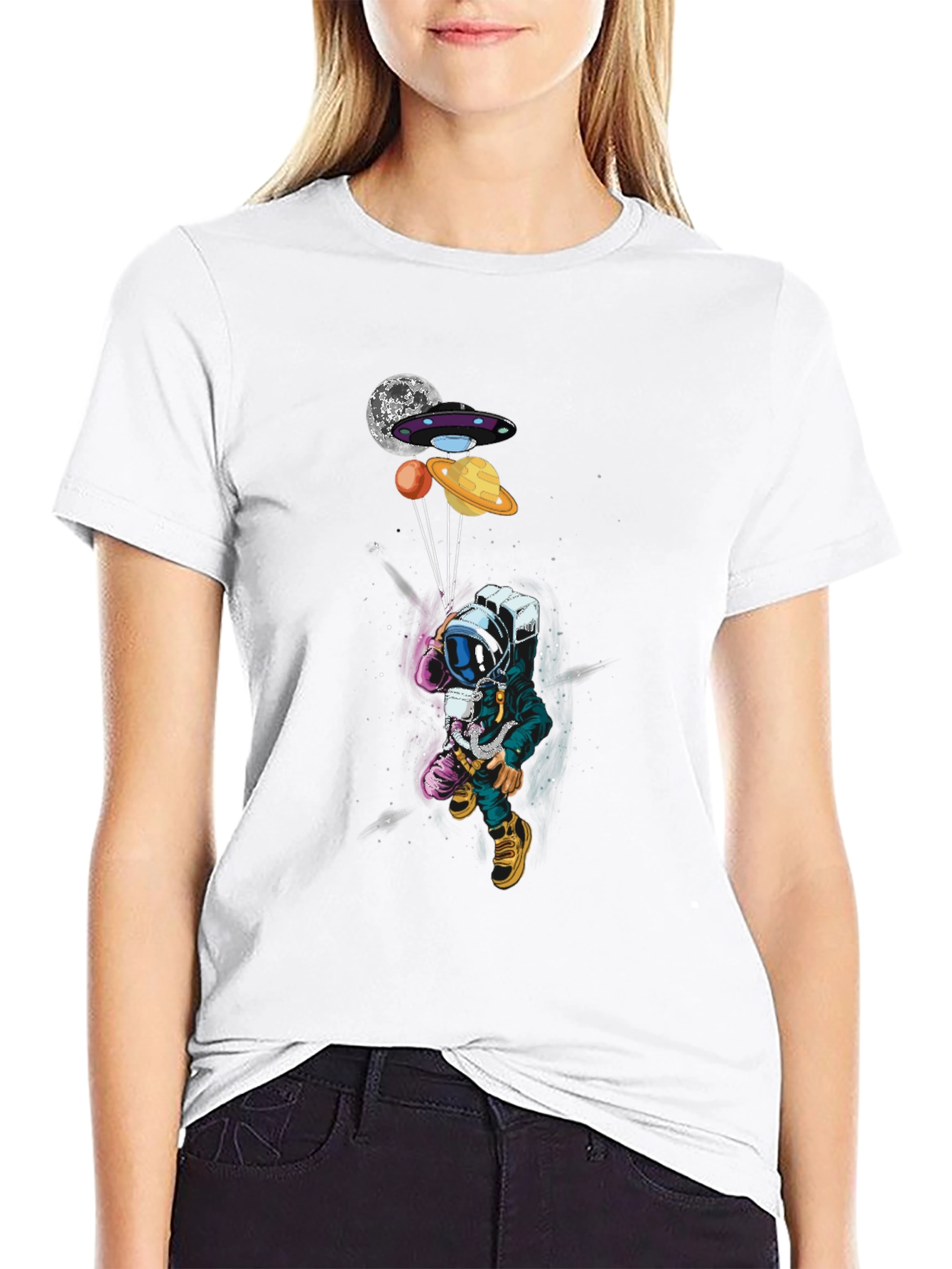 Astronaut & Space Balloons Graphic Tee