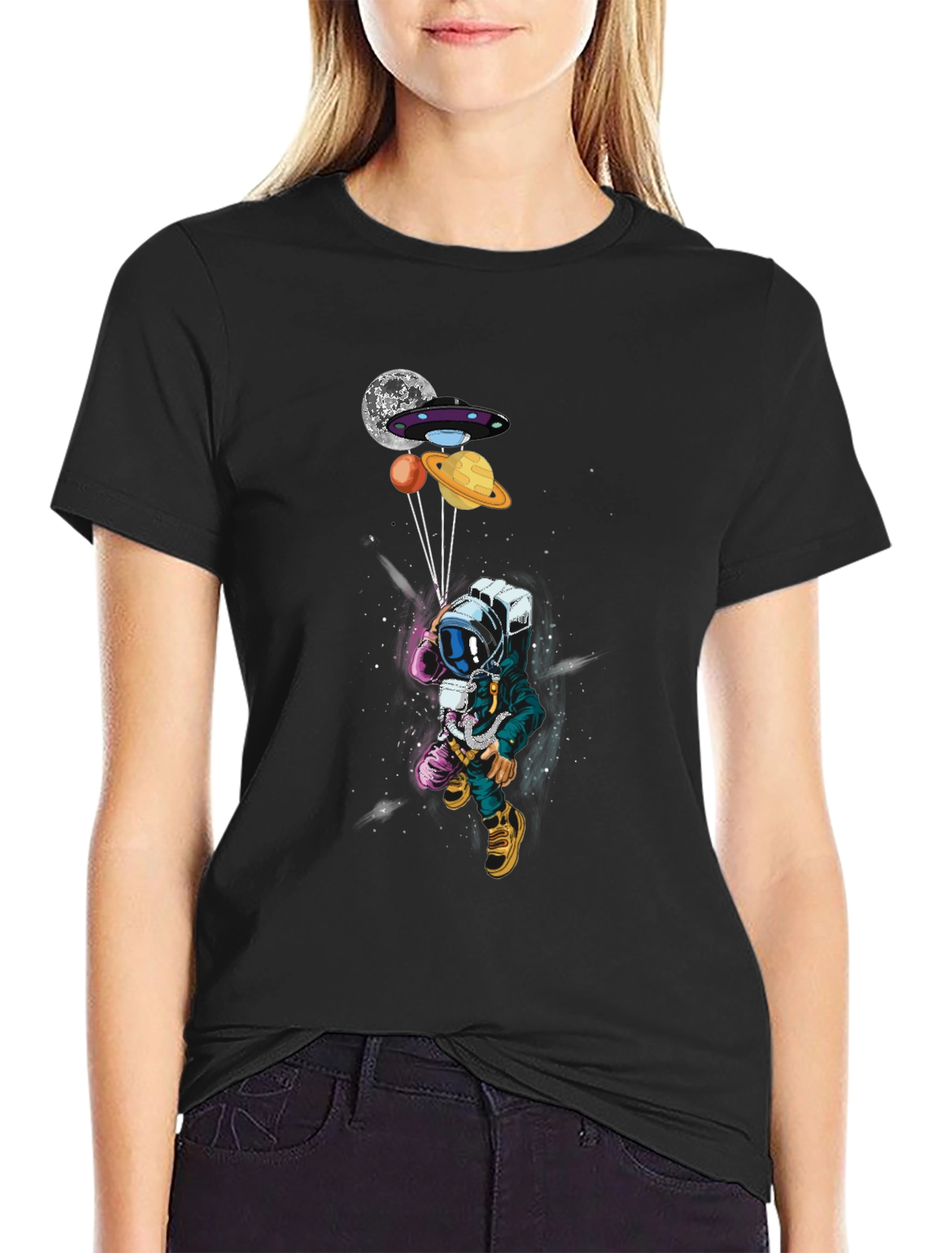 Astronaut & Space Balloons Graphic Tee
