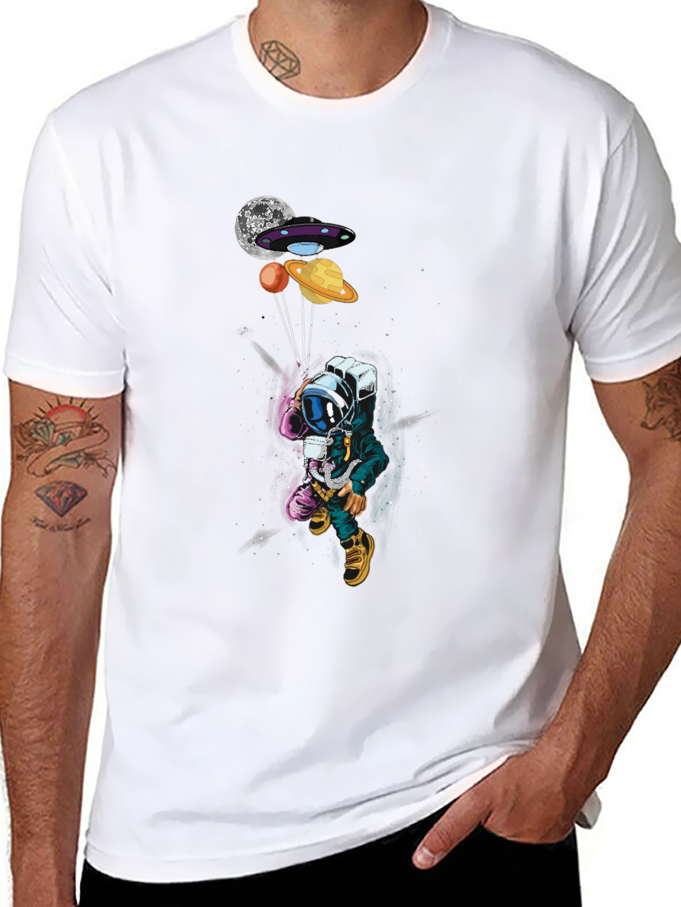 Astronaut & Space Balloons Graphic Tee