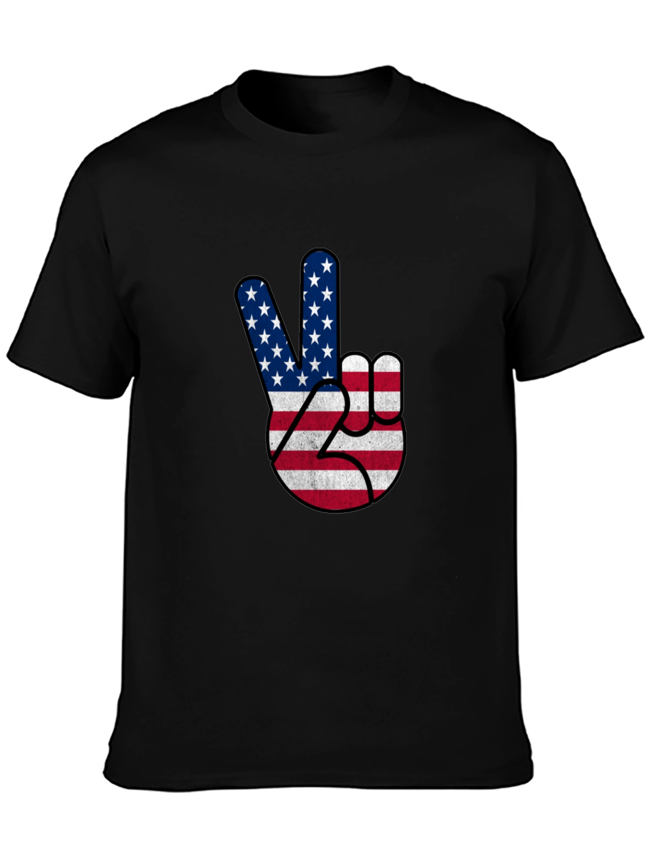 USA Flag Peace Sign Black T-Shirt