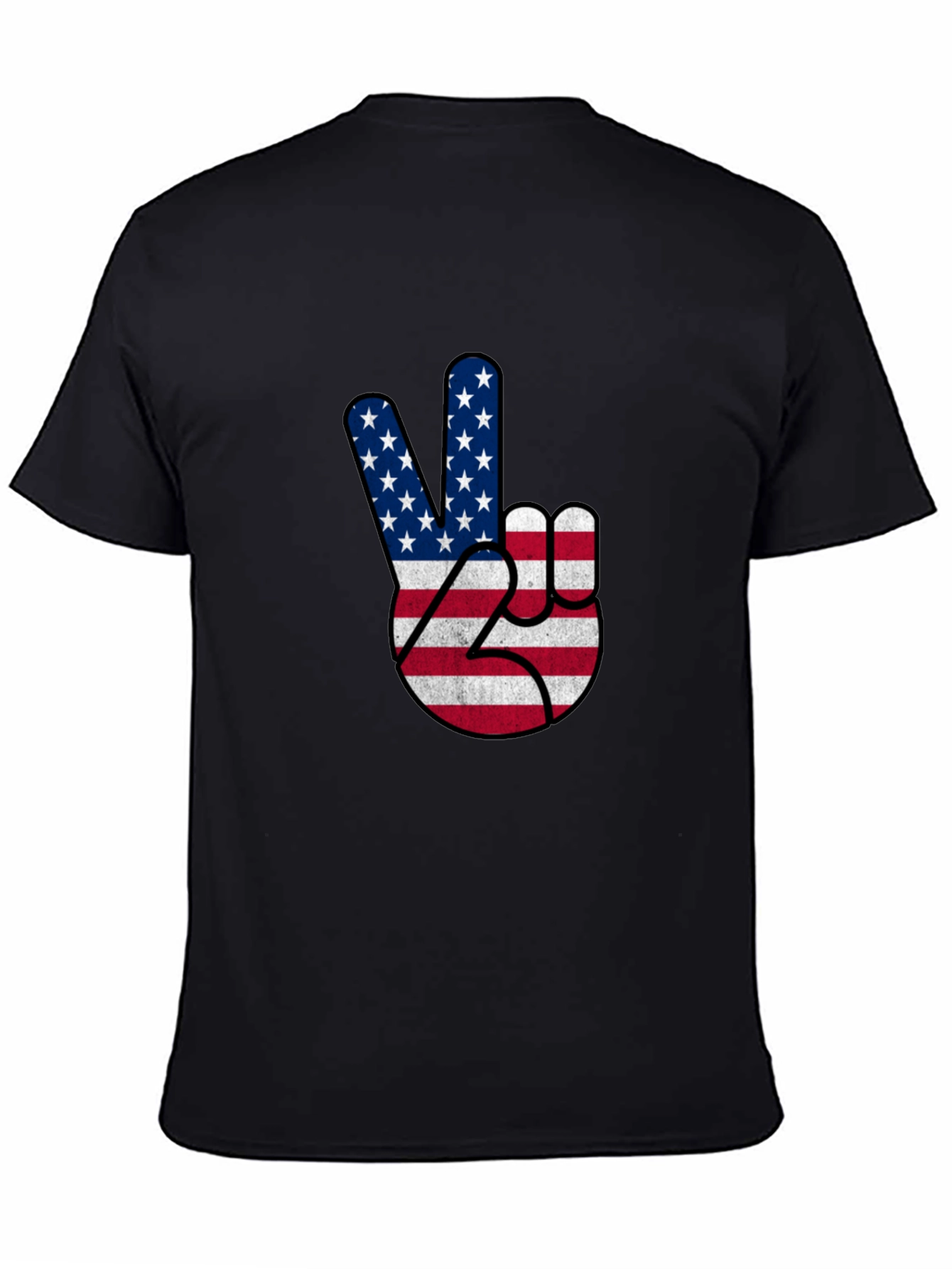 USA Flag Peace Sign Black T-Shirt
