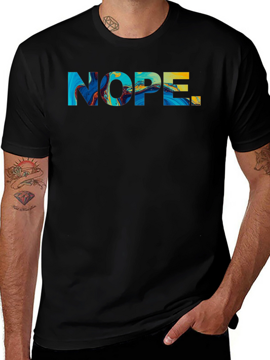Nope Graphic Tee - Mens Black Cotton T-Shirt