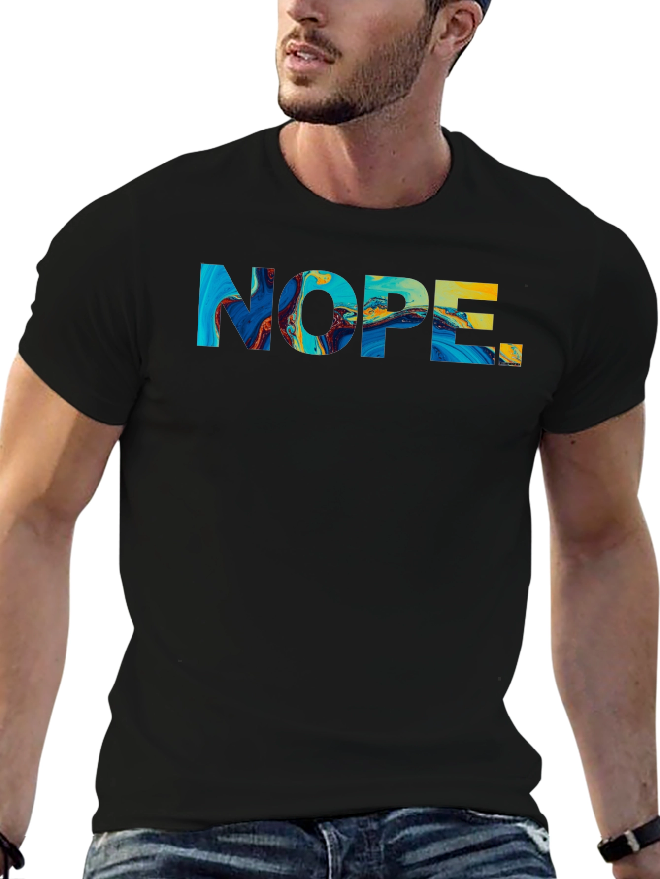 Nope Graphic Tee - Mens Black Cotton T-Shirt