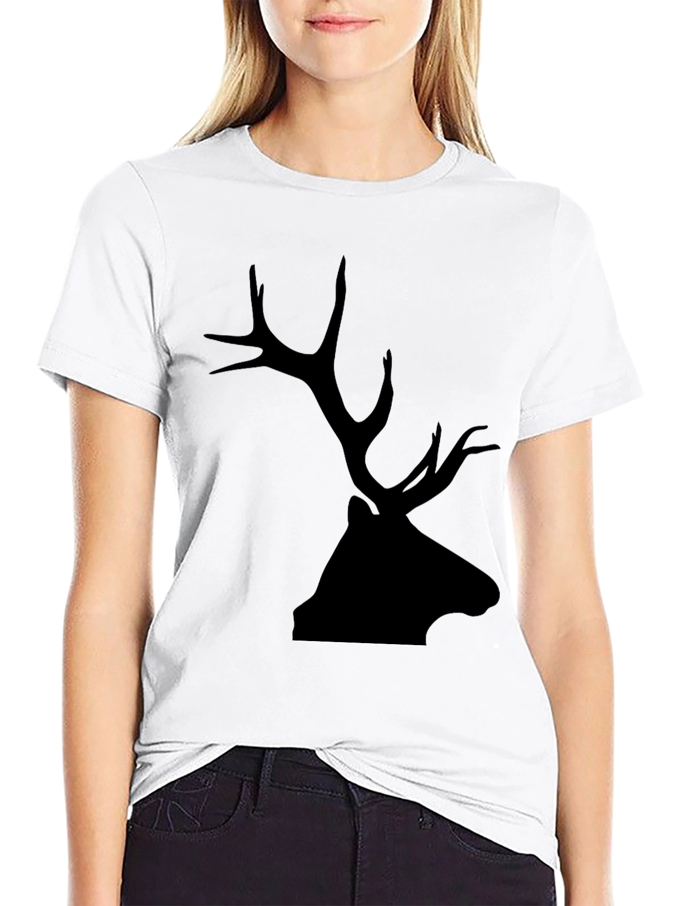 Mens Black Deer Silhouette Graphic T-Shirt
