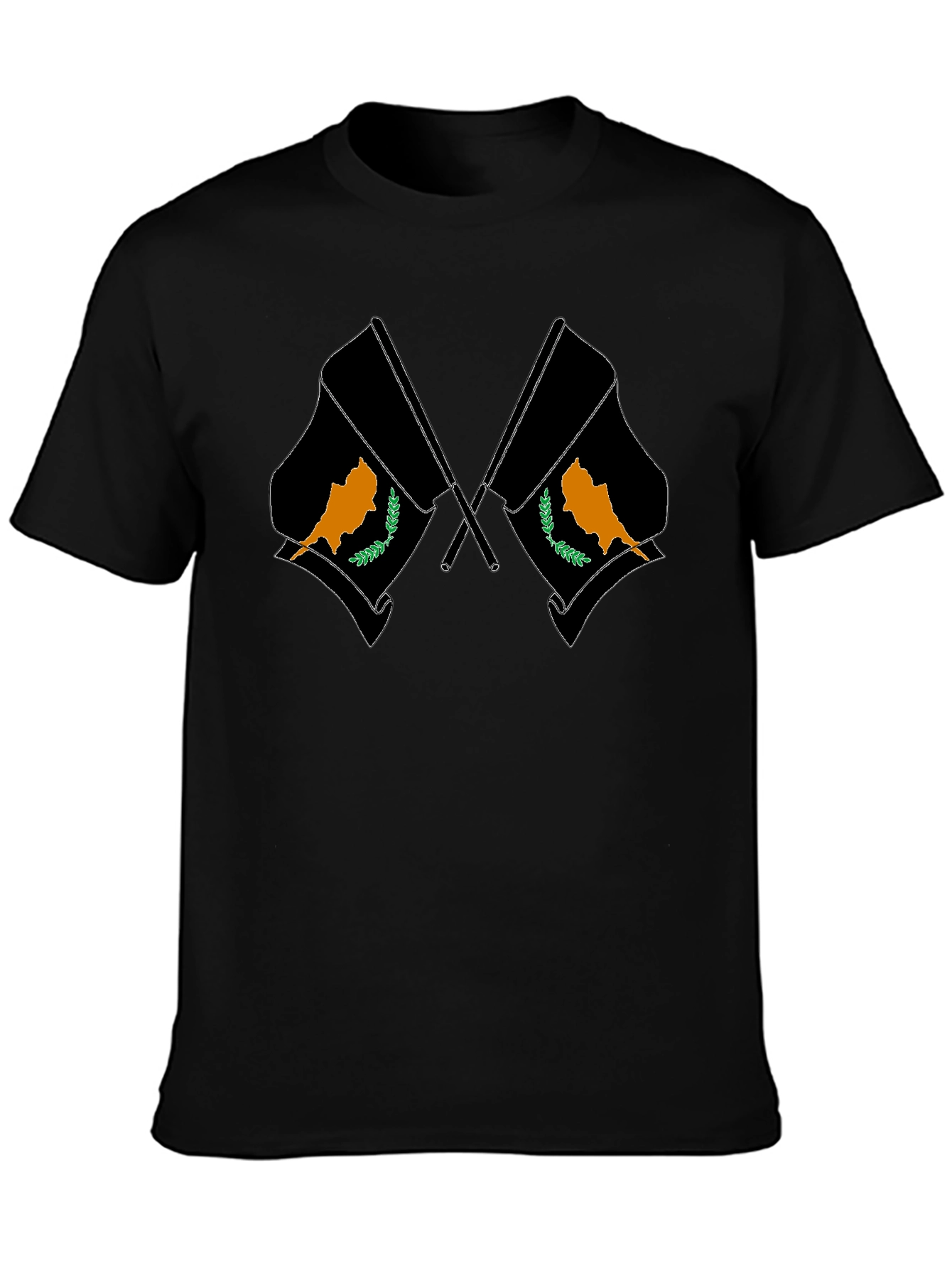 Cyprus Flag Graphic Print Black T-Shirt