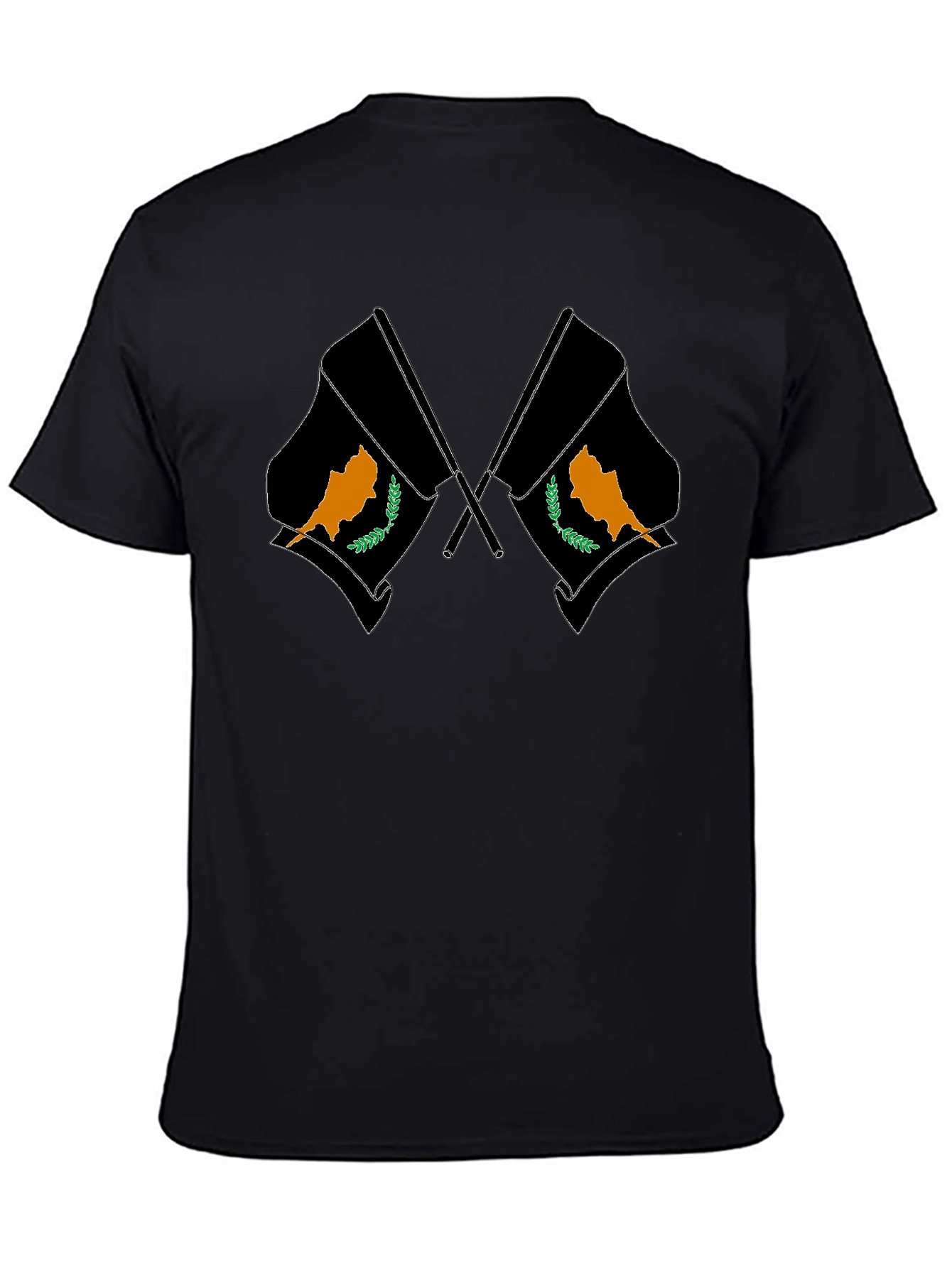 Cyprus Flag Graphic Print Black T-Shirt