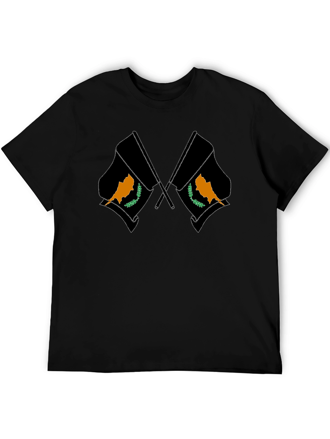 Cyprus Flag Graphic Print Black T-Shirt