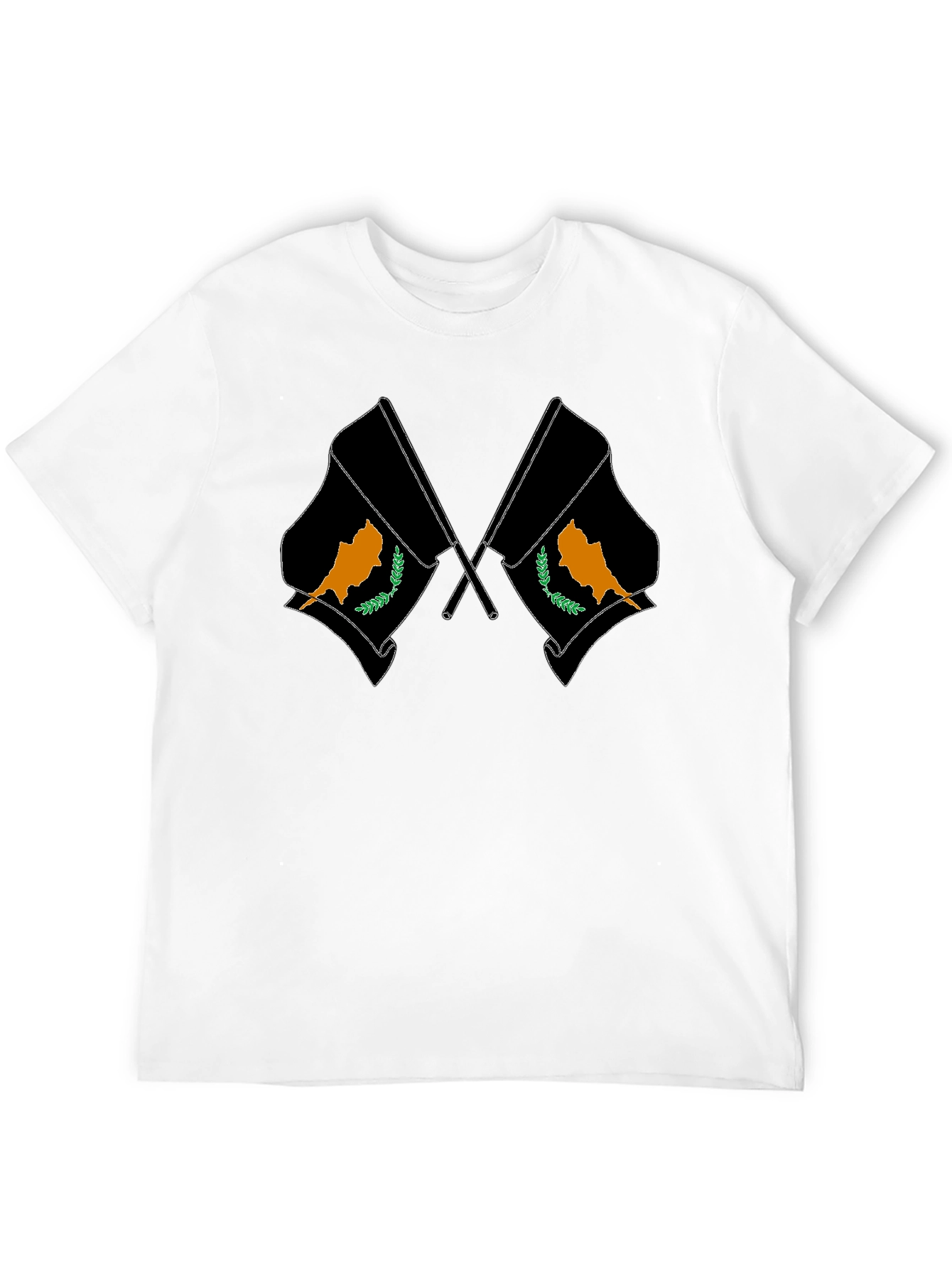 Cyprus Flag Graphic Print Black T-Shirt