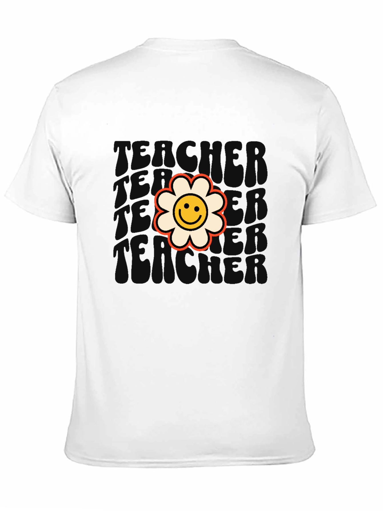 Retro Teacher Flower T-Shirt - Black