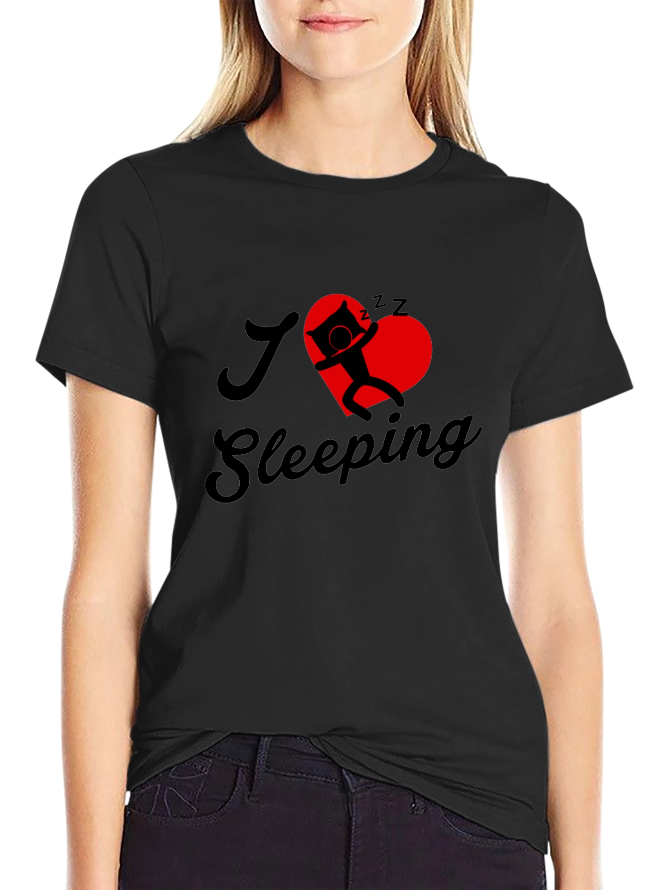 I Love Sleeping Black Graphic Tee