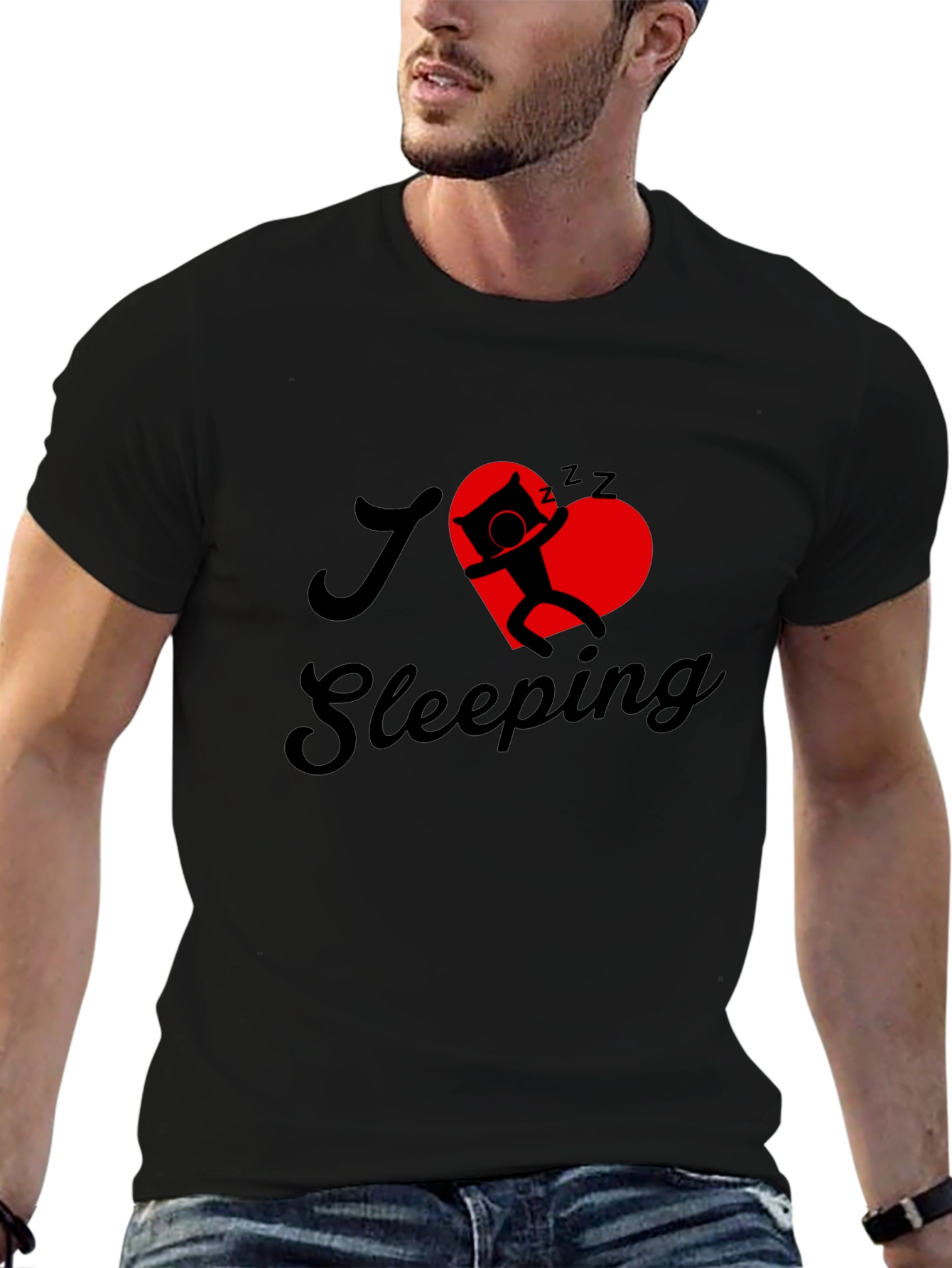 I Love Sleeping Black Graphic Tee